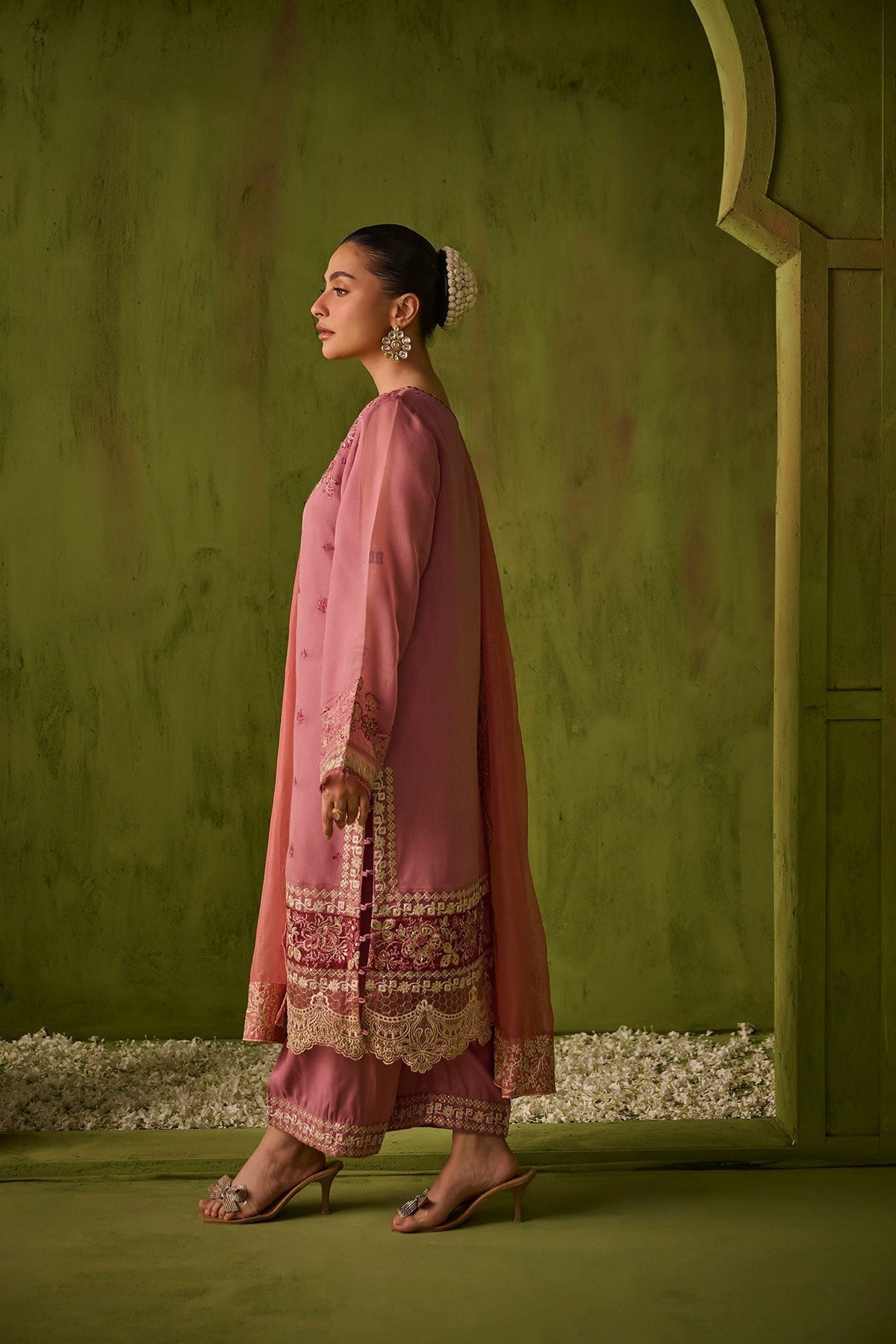 Dhanak | Festive Formals | SS24DU-3193 PINK 3Pcs - Ladies Clothes - Maria Faisal