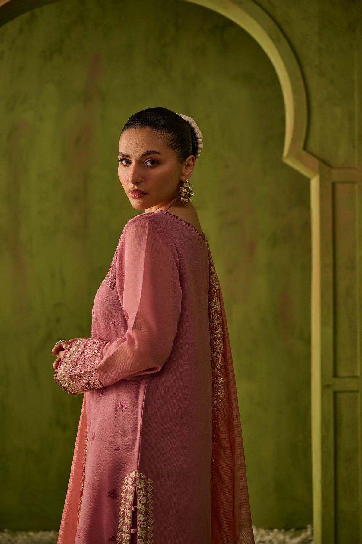 Dhanak | Festive Formals | SS24DU-3193 PINK 3Pcs - Ladies Clothes - Maria Faisal