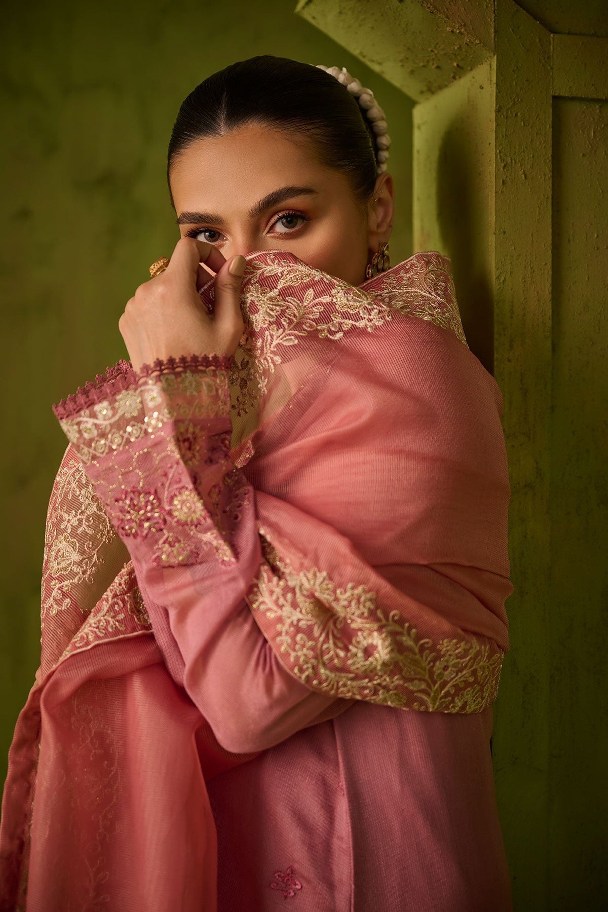 Dhanak | Festive Formals | SS24DU-3193 PINK 3Pcs - Ladies Clothes - Maria Faisal