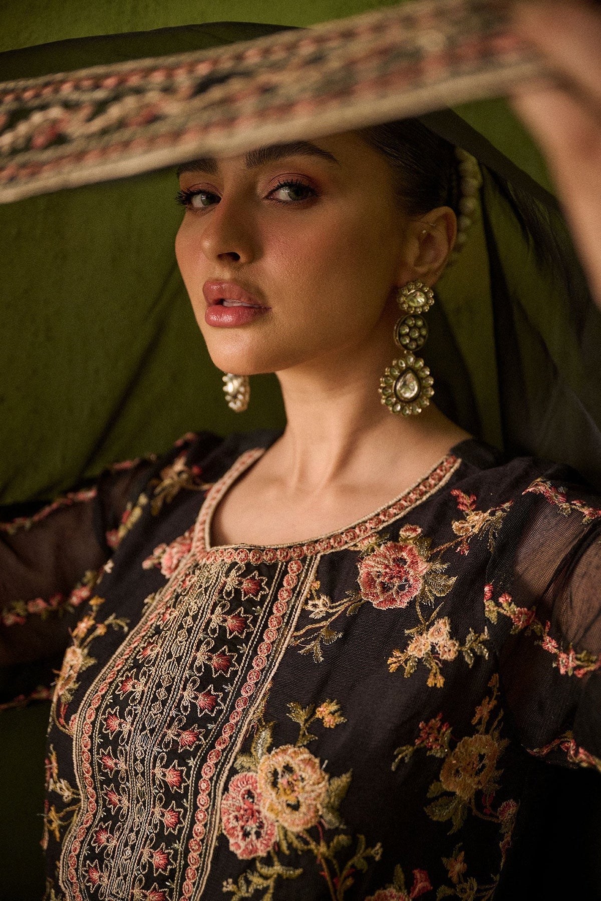 Dhanak | Festive Formals | SS24DU-3192 BLACK 3Pcs - Designer Dress with Intricate embroidery and embellishments. Shop elegent wedding dress at Maria Faisal.