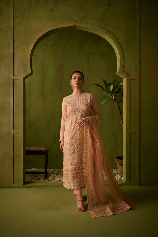 Dhanak | Festive Formals | SS24DU-3199 L-PINK 3Pcs - Designer Dress with Intricate embroidery and embellishments. Shop elegent wedding dress at Maria Faisal.