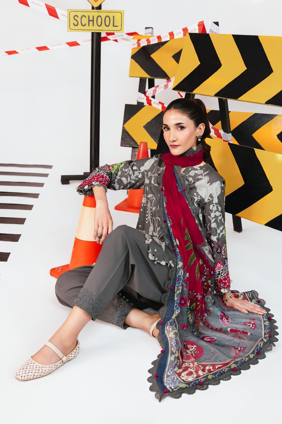 Maria B | Winter Basics 25 | MB-CUS25-1106A - Casual Dress - available at Maria Faisal in UK and USA.