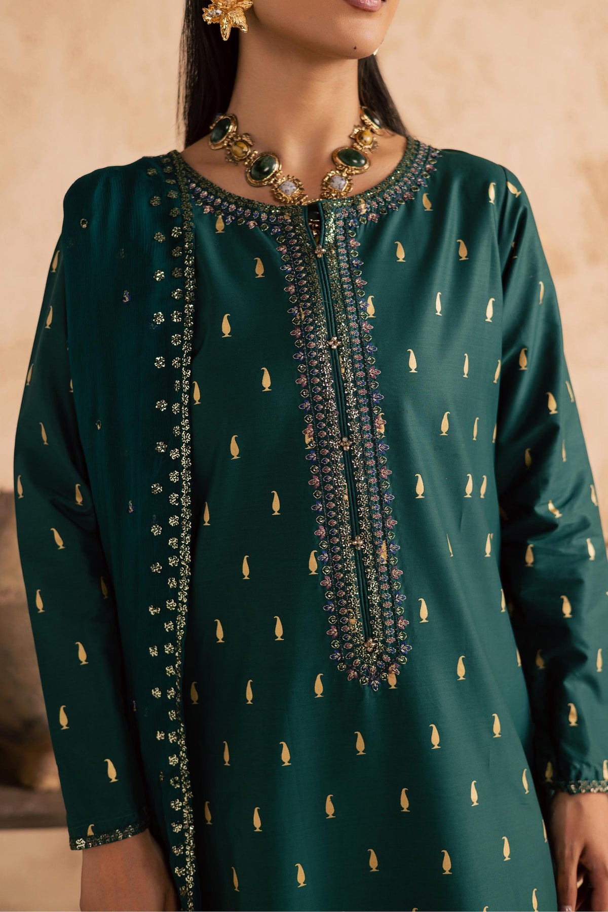 Batik | Festive Eid 26 | Caspien - Luxury Dress - available at Maria Faisal in UK and USA.