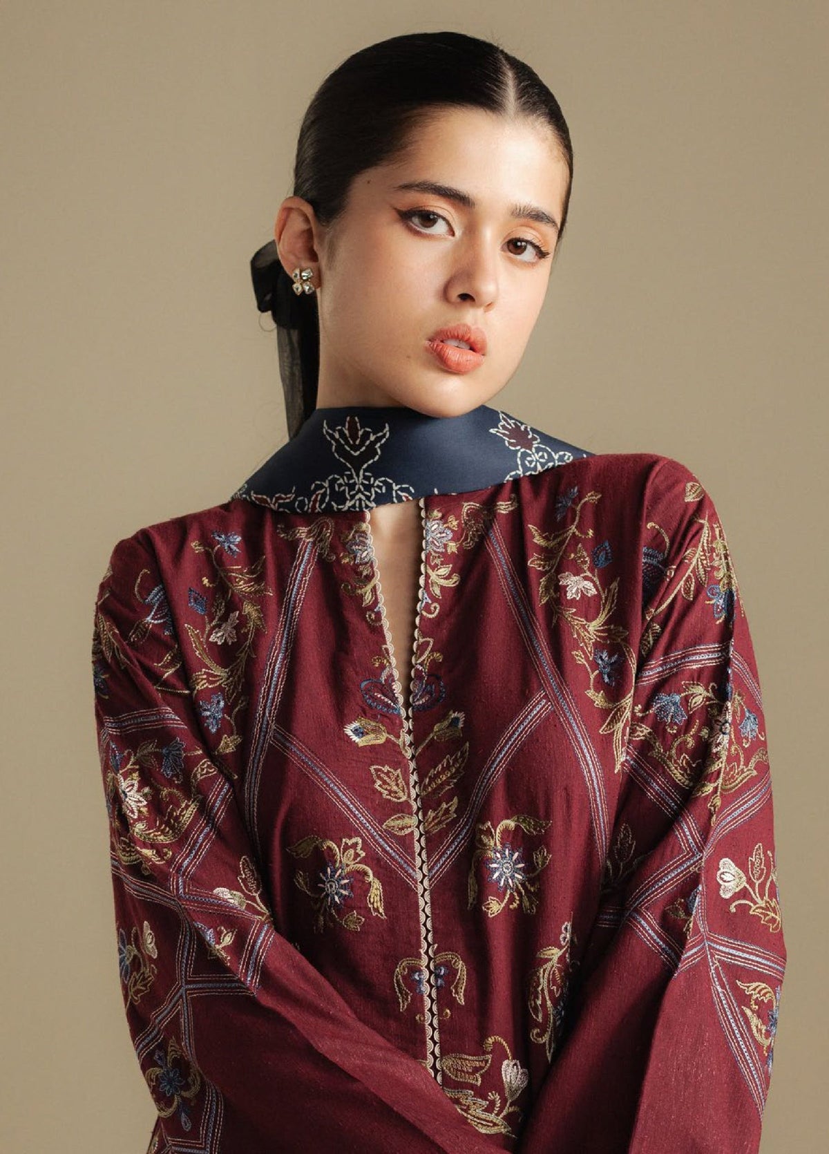 Zara Shahjahan | Coco Winter 25 | Coral-4B - Casual Dress - available at Maria Faisal in UK and USA.