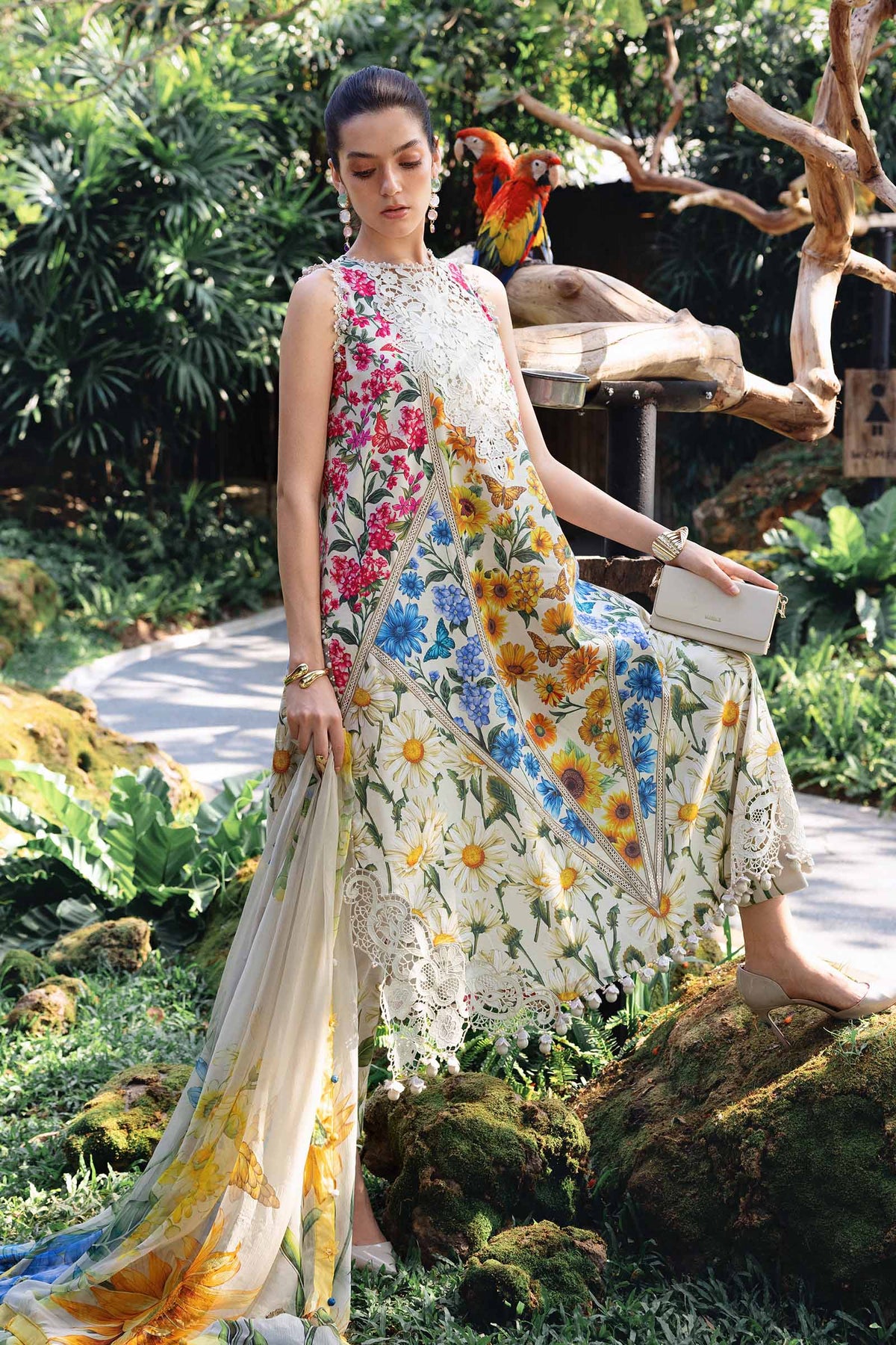 Yellow Lawn Long Shirt with Pants - Maria B | M Prints Eid'26 | MPT-2910-A - Ladies Clothes - Maria Faisal