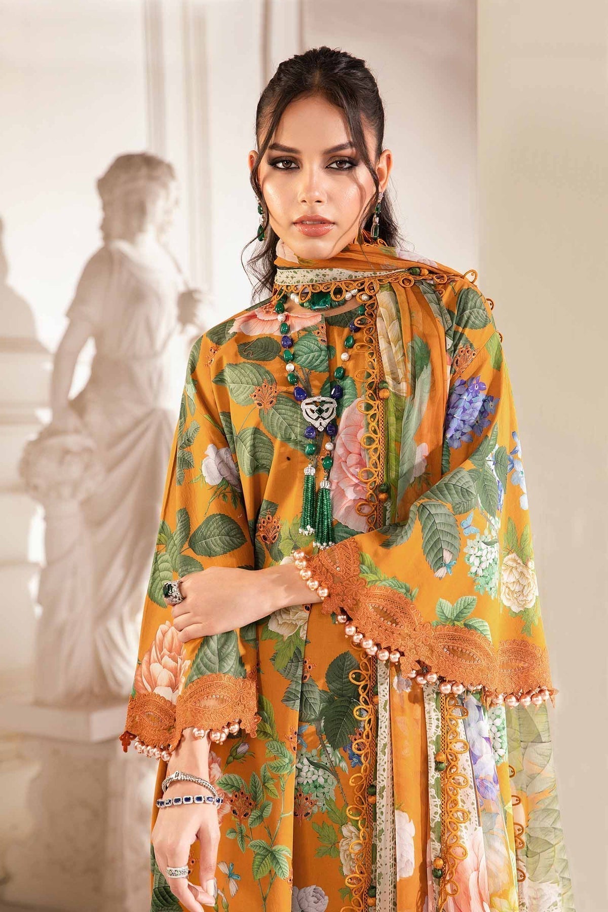 Maria.B | M Print Eid Edit | MPT-2210-B - Designer Dress with Intricate embroidery and embellishments. Shop elegent wedding dress at Maria Faisal.