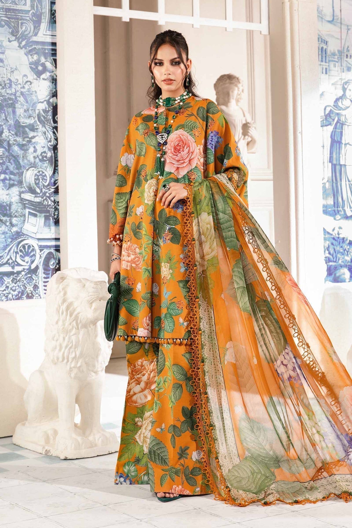 Maria.B | M Print Eid Edit | MPT-2210-B - Designer Dress with Intricate embroidery and embellishments. Shop elegent wedding dress at Maria Faisal.