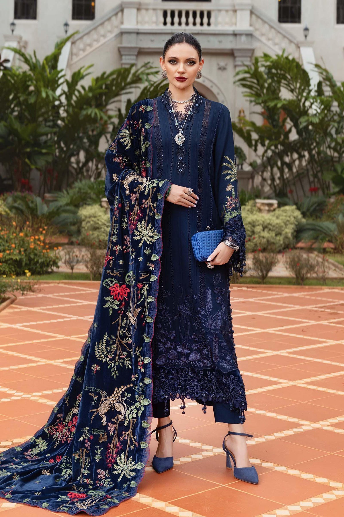 Maria B | Winter Luxe 25 | WL-1312 - Casual Dress - available at Maria Faisal in UK and USA.