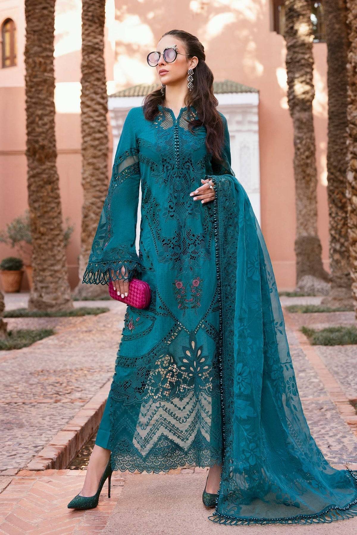 Maria B | Luxury Lawn 25 | D-2513-B by Maria Faisal - Registered Vendor of : Maria B - type : Ladies Clothes - 100% original wedding dresses