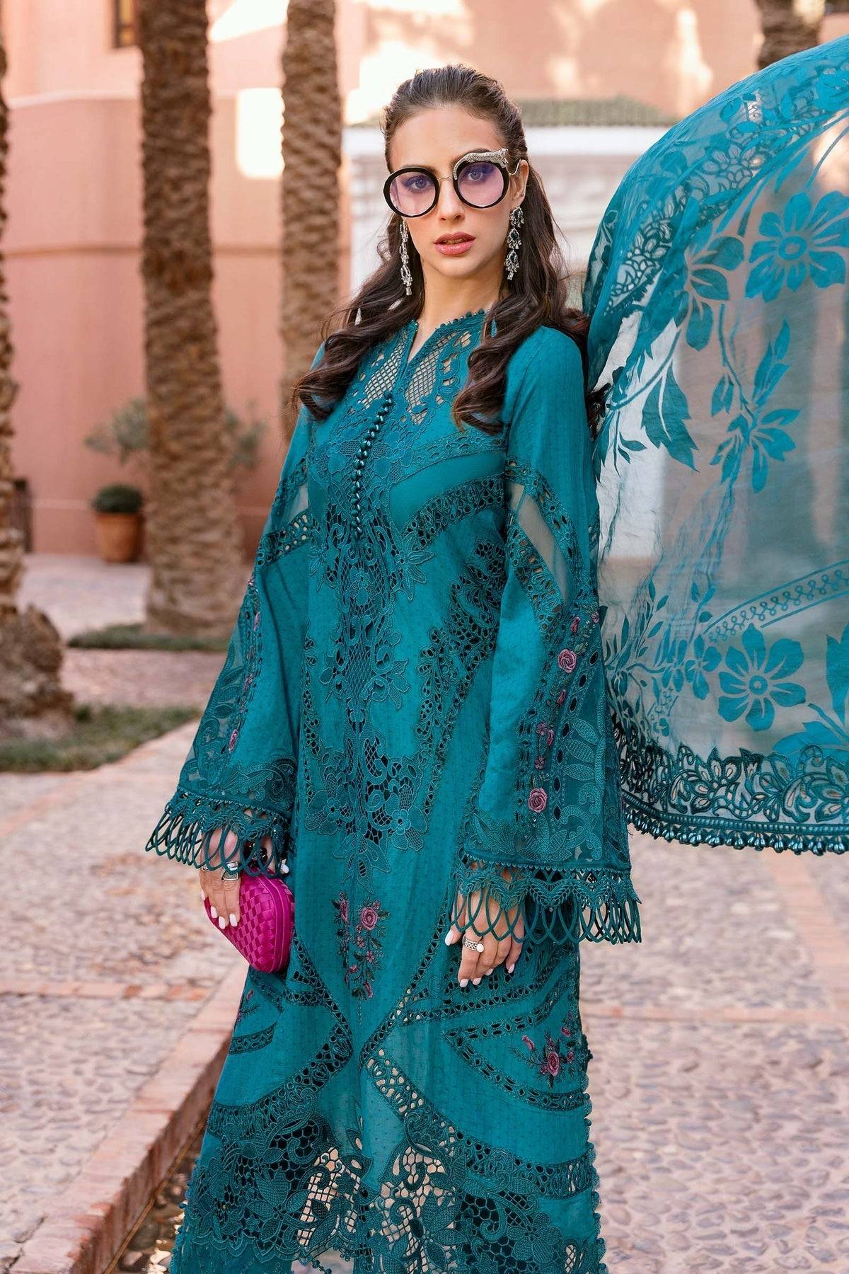 Maria B | Luxury Lawn 25 | D-2513-B by Maria Faisal - Registered Vendor of : Maria B - type : Ladies Clothes - 100% original wedding dresses