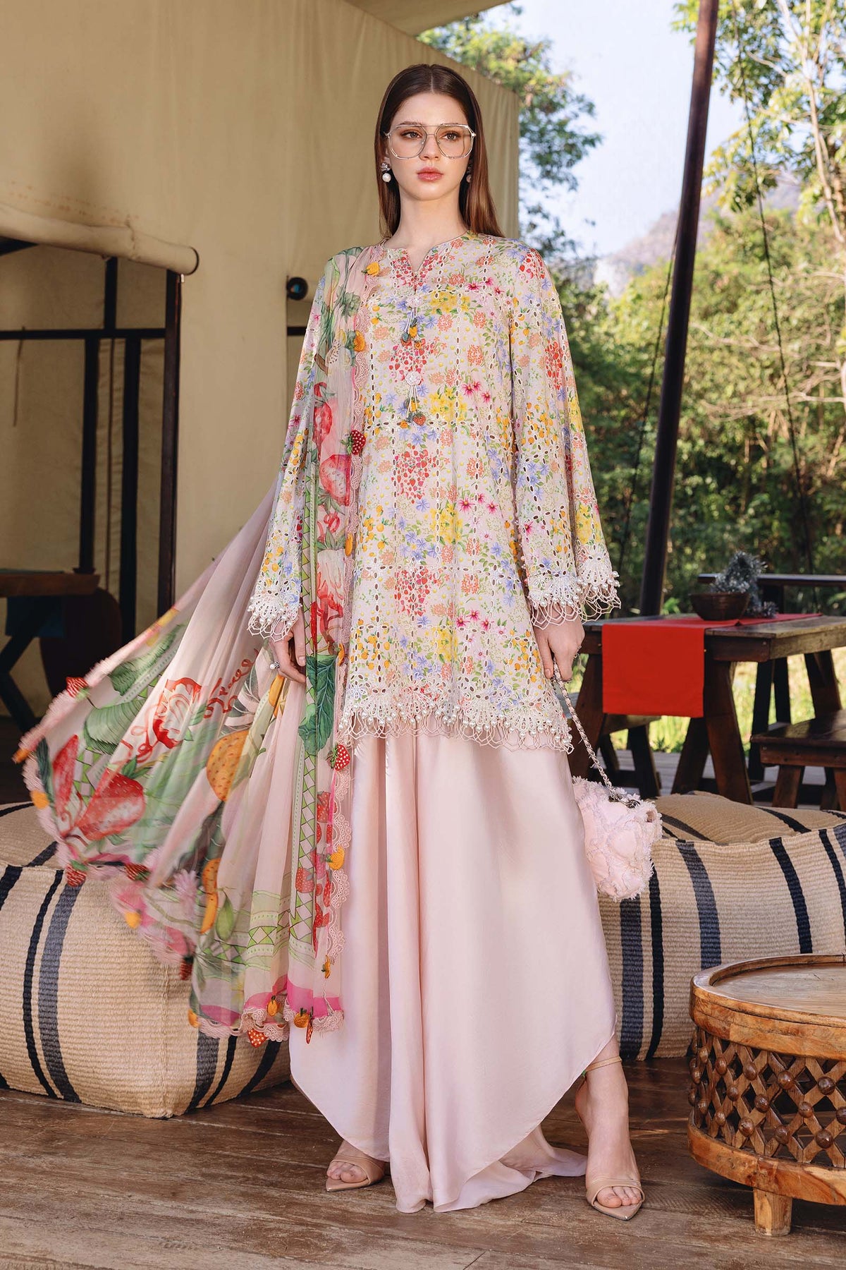 Pink Short Shirt with Shalwar - Maria B | M Prints Eid'26 | MPT-2914-A - Ladies Clothes - Maria Faisal