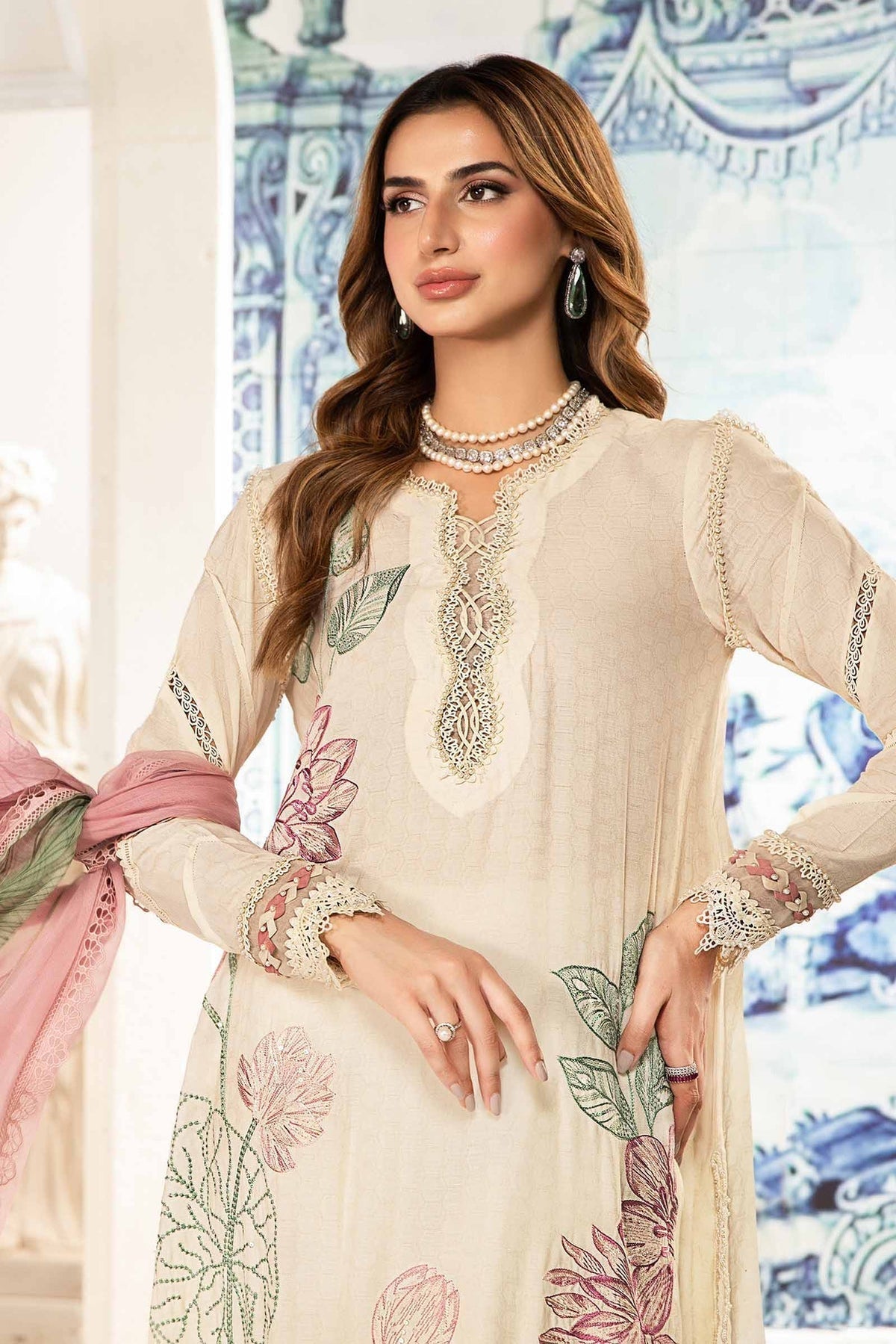 Maria.B | M Print Eid Edit | MPT-2201-A - Designer Dress with Intricate embroidery and embellishments. Shop elegent wedding dress at Maria Faisal.