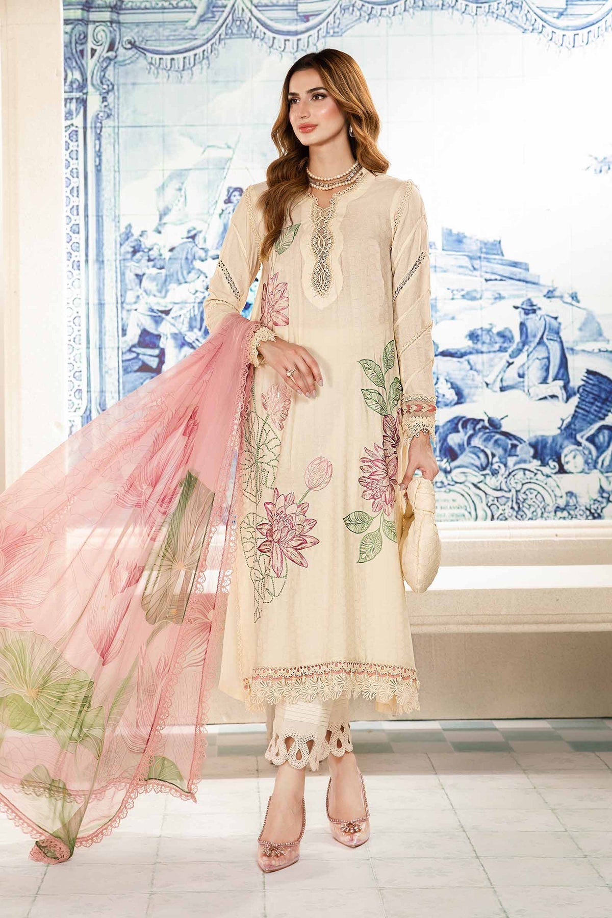 Maria.B | M Print Eid Edit | MPT-2201-A - Designer Dress with Intricate embroidery and embellishments. Shop elegent wedding dress at Maria Faisal.