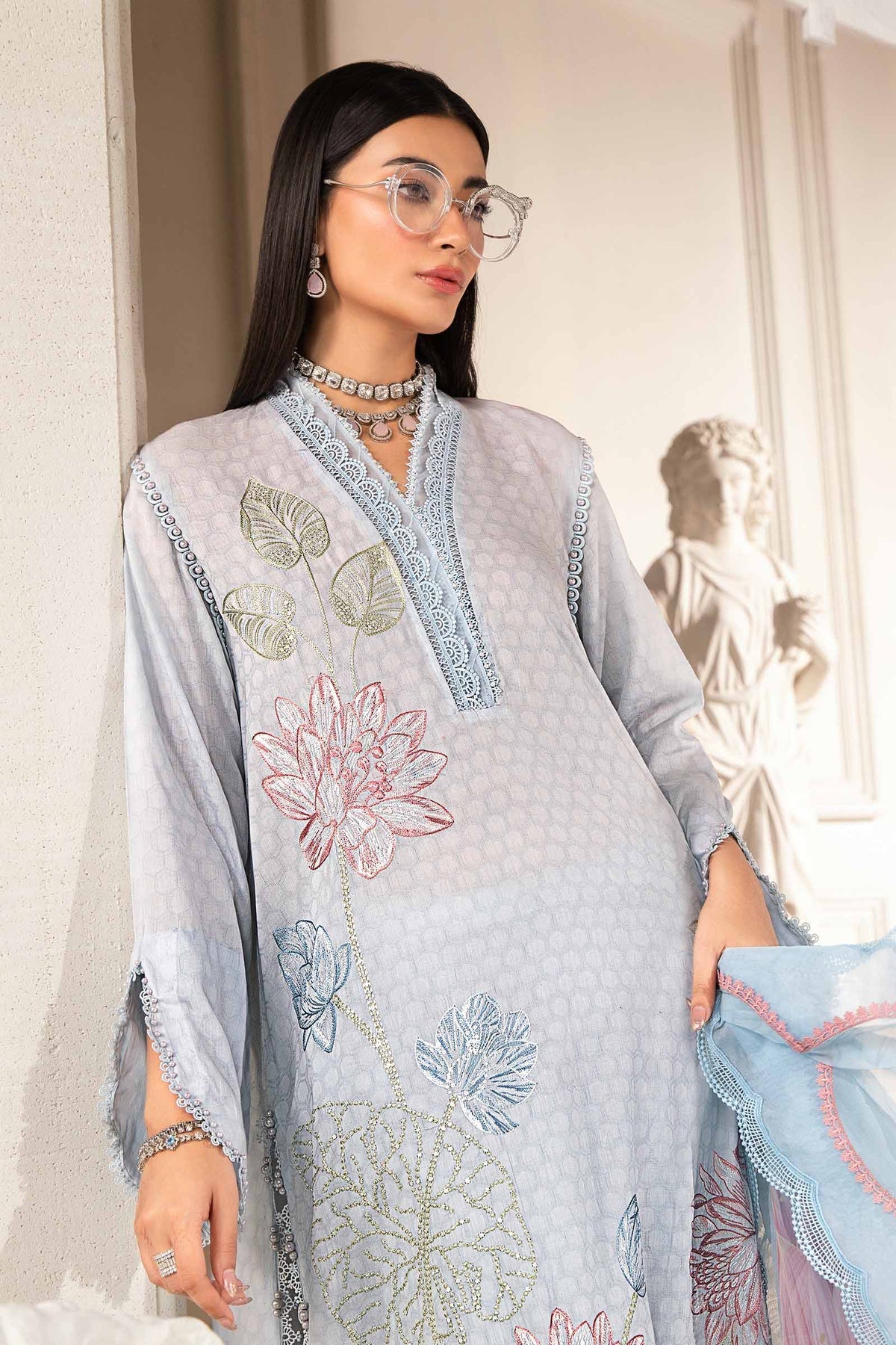 Maria.B | M Print Eid Edit | PT-2201-B - Designer Dress with Intricate embroidery and embellishments. Shop elegent wedding dress at Maria Faisal.