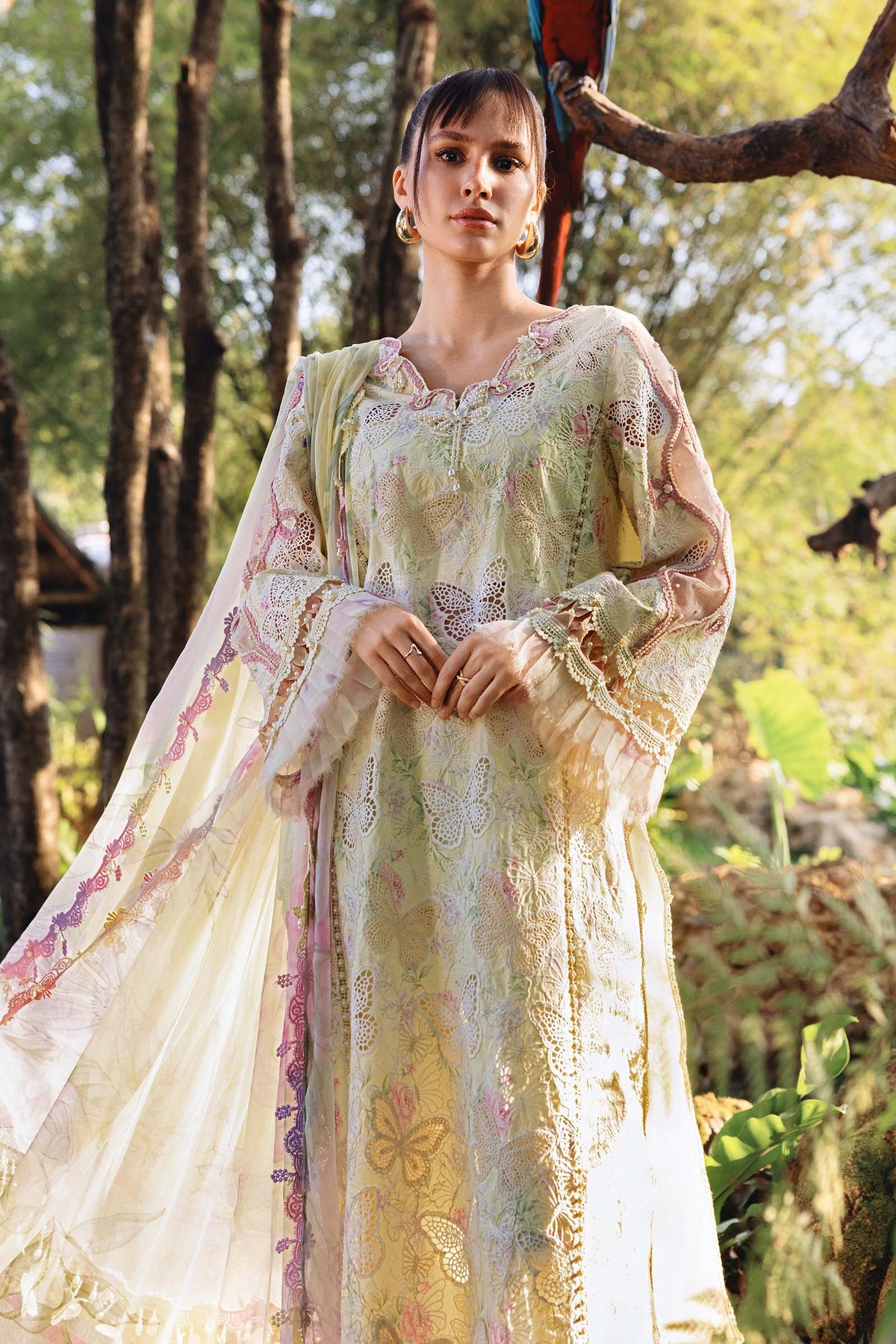 Yellow Long Shirt with Pants - Maria B | M Prints Eid'26 | MPT-2901-B - Ladies Clothes - Maria Faisal