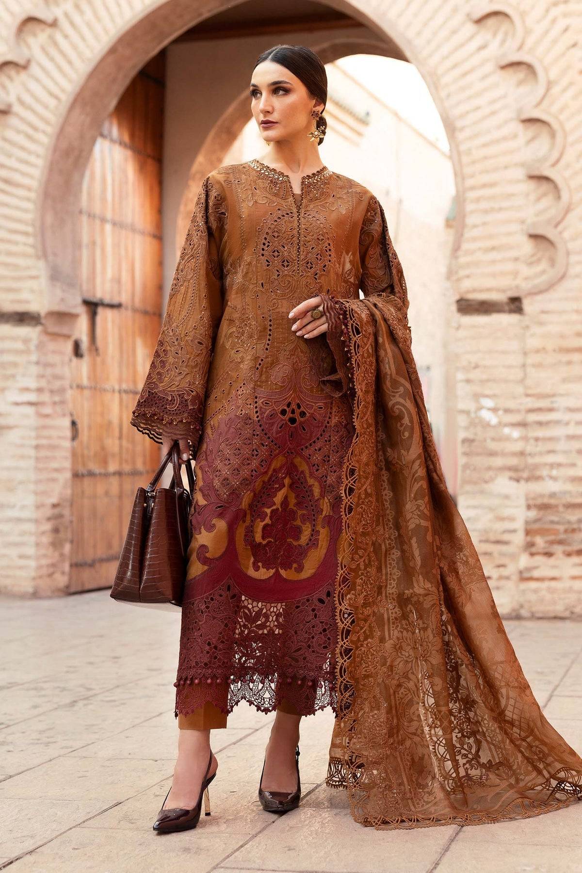 Maria B | Luxury Lawn 25 | D-2501-B by Maria Faisal - Registered Vendor of : Maria B - type : Ladies Clothes - 100% original wedding dresses