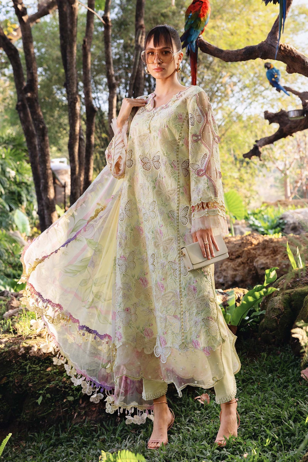 Yellow Long Shirt with Pants - Maria B | M Prints Eid'26 | MPT-2901-B - Ladies Clothes - Maria Faisal