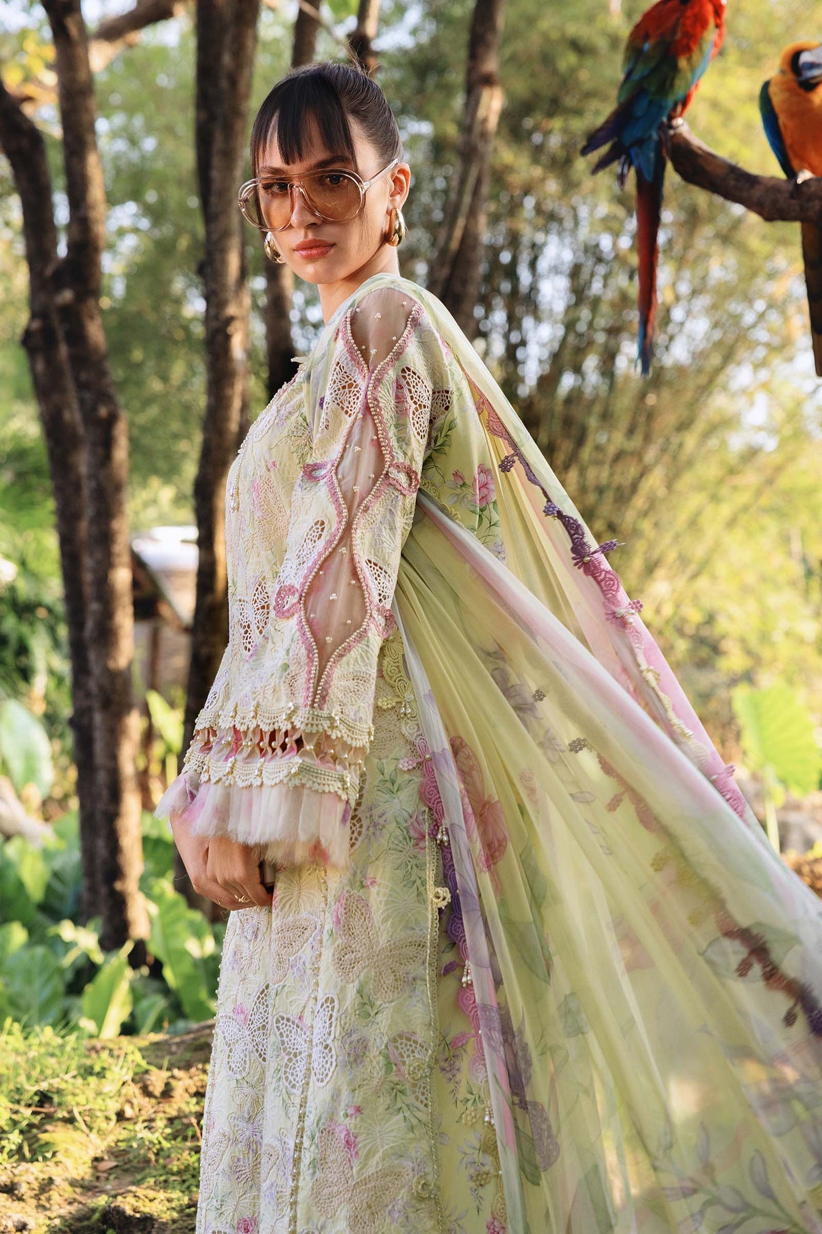 Yellow Long Shirt with Pants - Maria B | M Prints Eid'26 | MPT-2901-B - Ladies Clothes - Maria Faisal