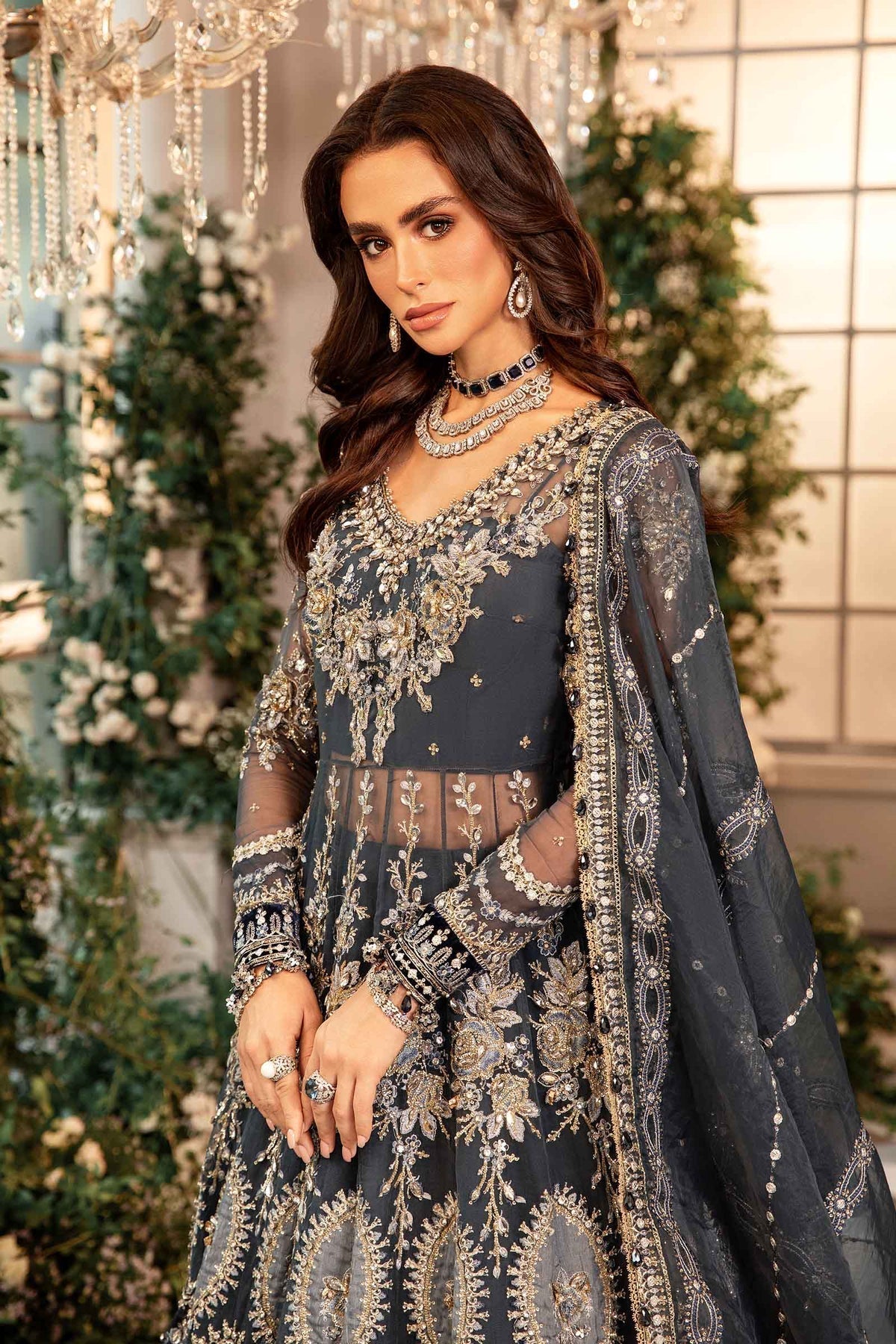 Maria B | Mbroidered Formals 24| Organza Suit | BD-2901 - Designer Dress with Intricate embroidery and embellishments. Shop elegent wedding dress at Maria Faisal.