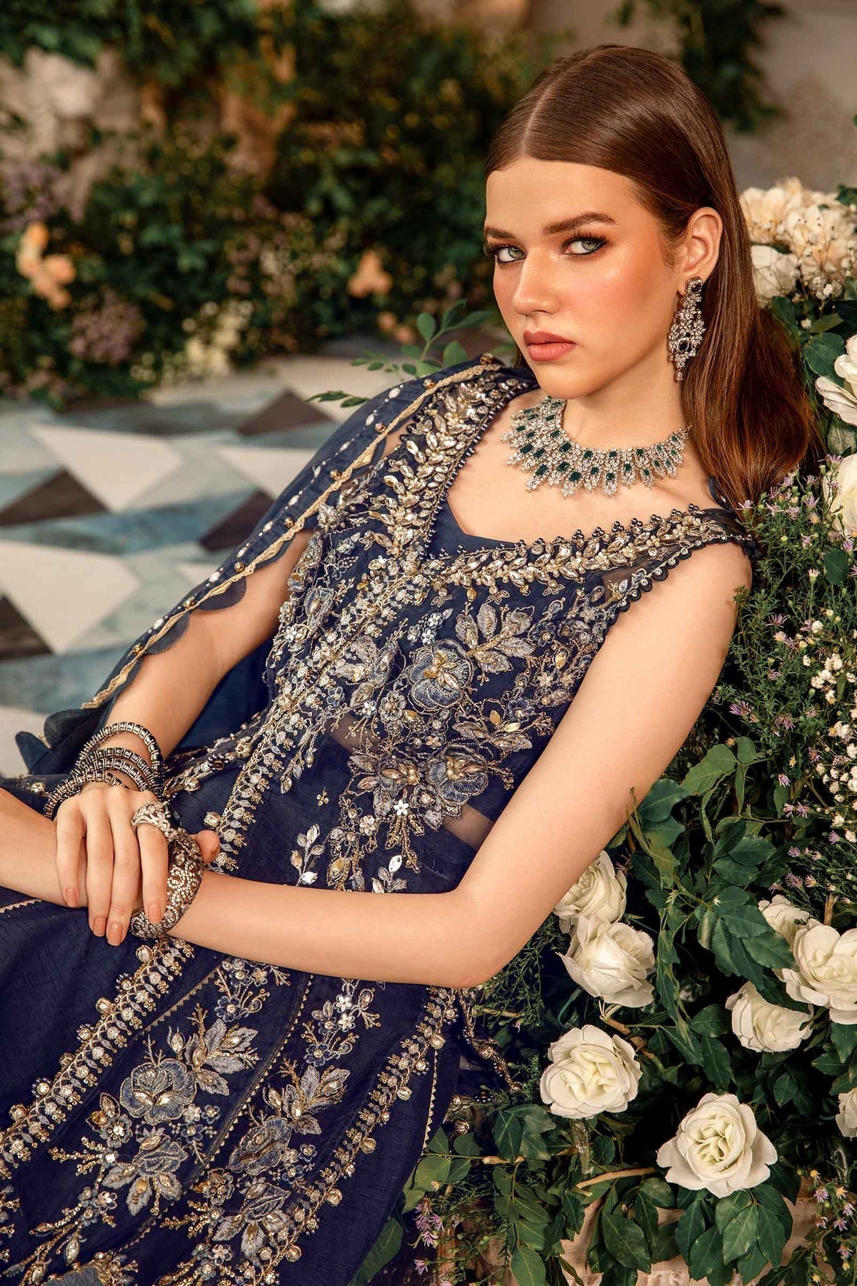 Maria B | Mbroidered Formals 24| Organza Suit | BD-2901 - Designer Dress with Intricate embroidery and embellishments. Shop elegent wedding dress at Maria Faisal.