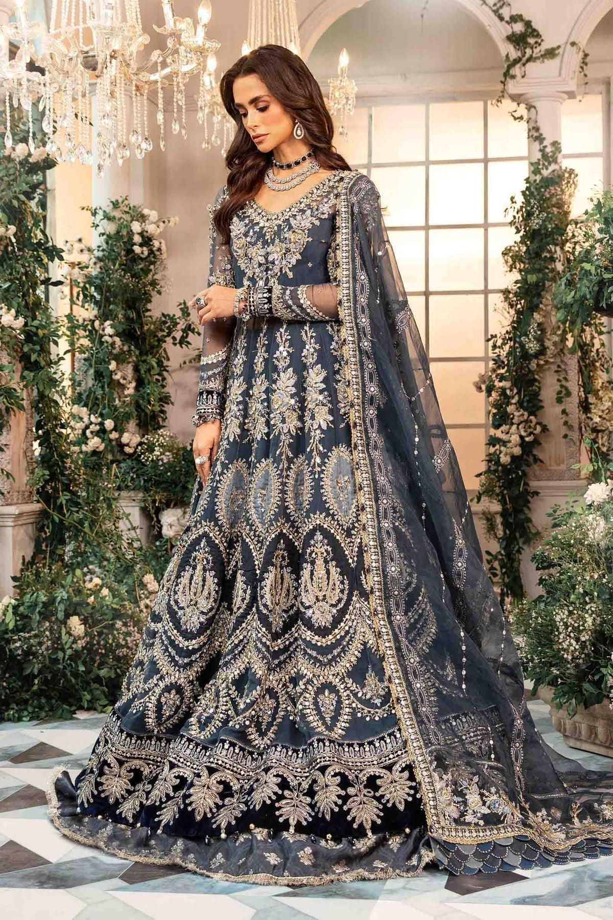 Maria B | Mbroidered Formals 24| Organza Suit | BD-2901 - Designer Dress with Intricate embroidery and embellishments. Shop elegent wedding dress at Maria Faisal.