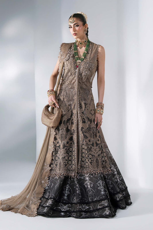 Maria B | Mbroidered Wedding Formals 26 | BD-3102-Antique Bronze - Wedding Dress - available at Maria Faisal in UK and USA.