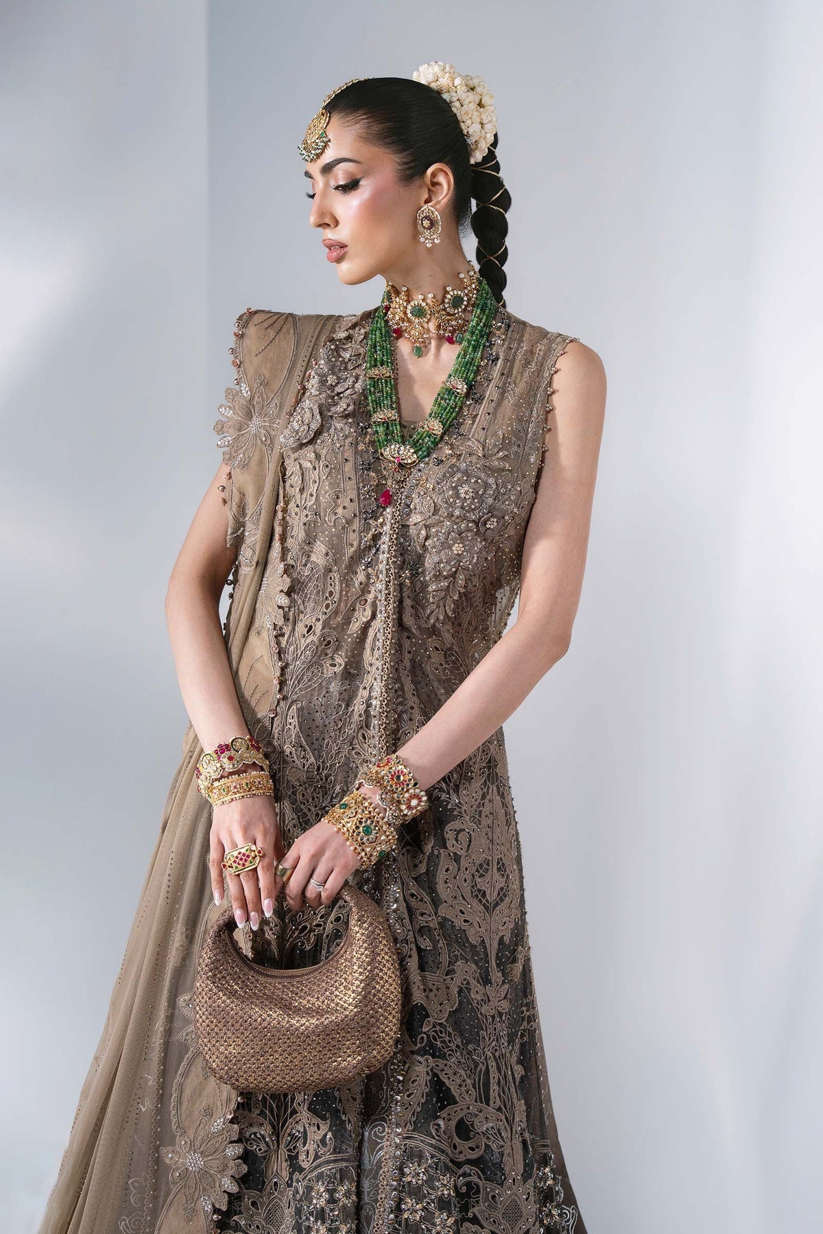Maria B | Mbroidered Wedding Formals 26 | BD-3102-Antique Bronze - Wedding Dress - available at Maria Faisal in UK and USA.