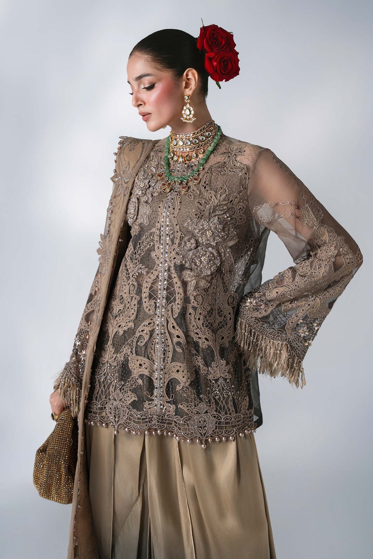 Maria B | Mbroidered Wedding Formals 26 | BD-3102-Antique Bronze - Wedding Dress - available at Maria Faisal in UK and USA.
