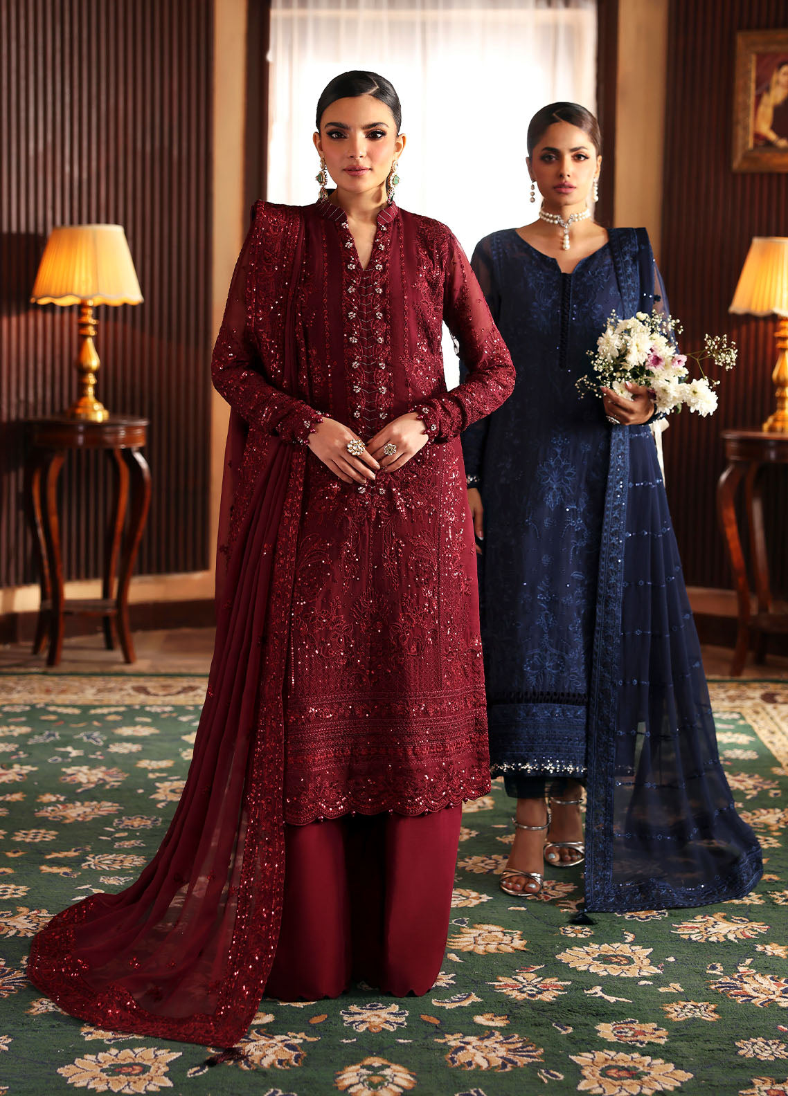 Gulaal | I Evayna Embroidered Chiffon | Vezeen - Ladies Clothes - Maria Faisal