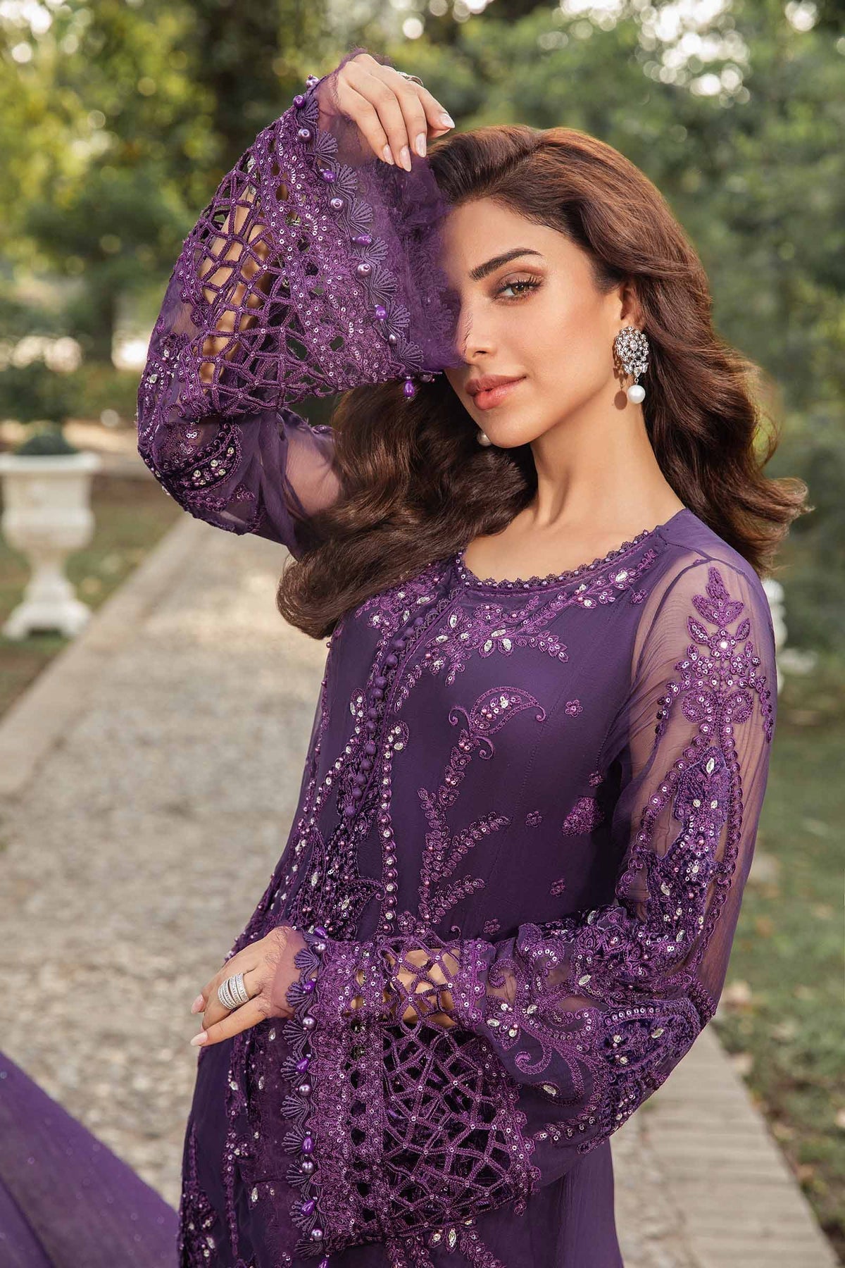 Maria B | Chiffon Formals 24 | Chiffon Suit | MPC-24-102 - Wedding Dress - Maria Faisal