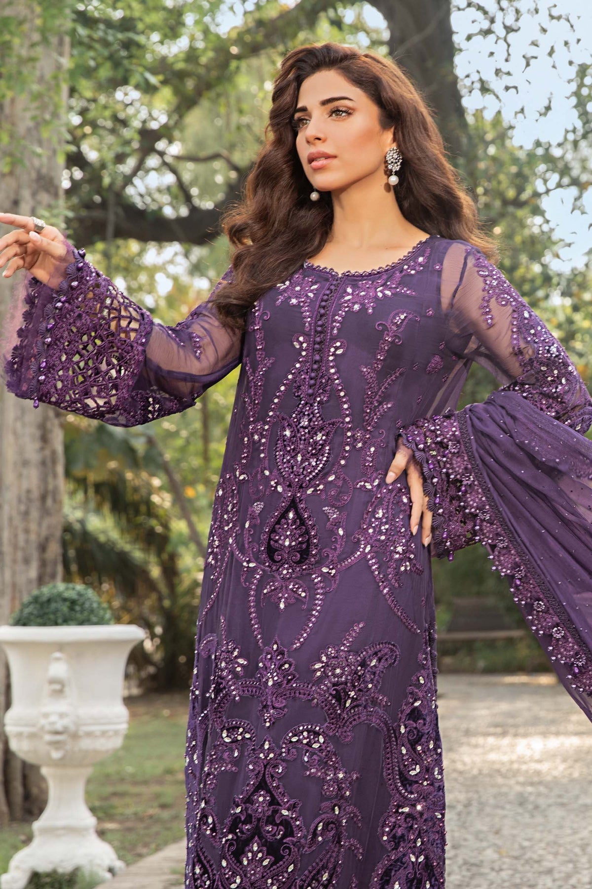 Maria B | Chiffon Formals 24 | Chiffon Suit | MPC-24-102 - Wedding Dress - Maria Faisal