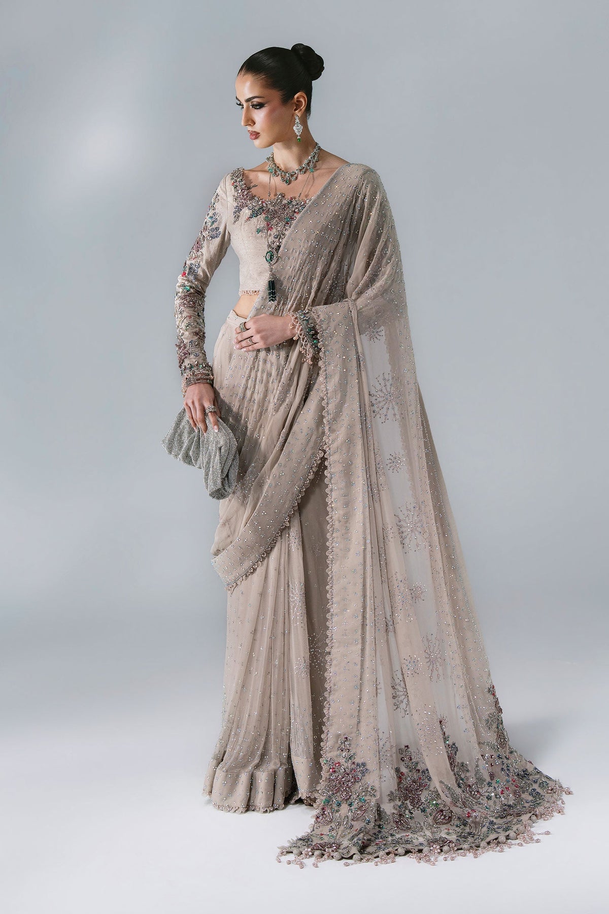 Maria B | Mbroidered Wedding Formals 26 | BD-3103-Moon Grey - Wedding Dress - available at Maria Faisal in UK and USA.