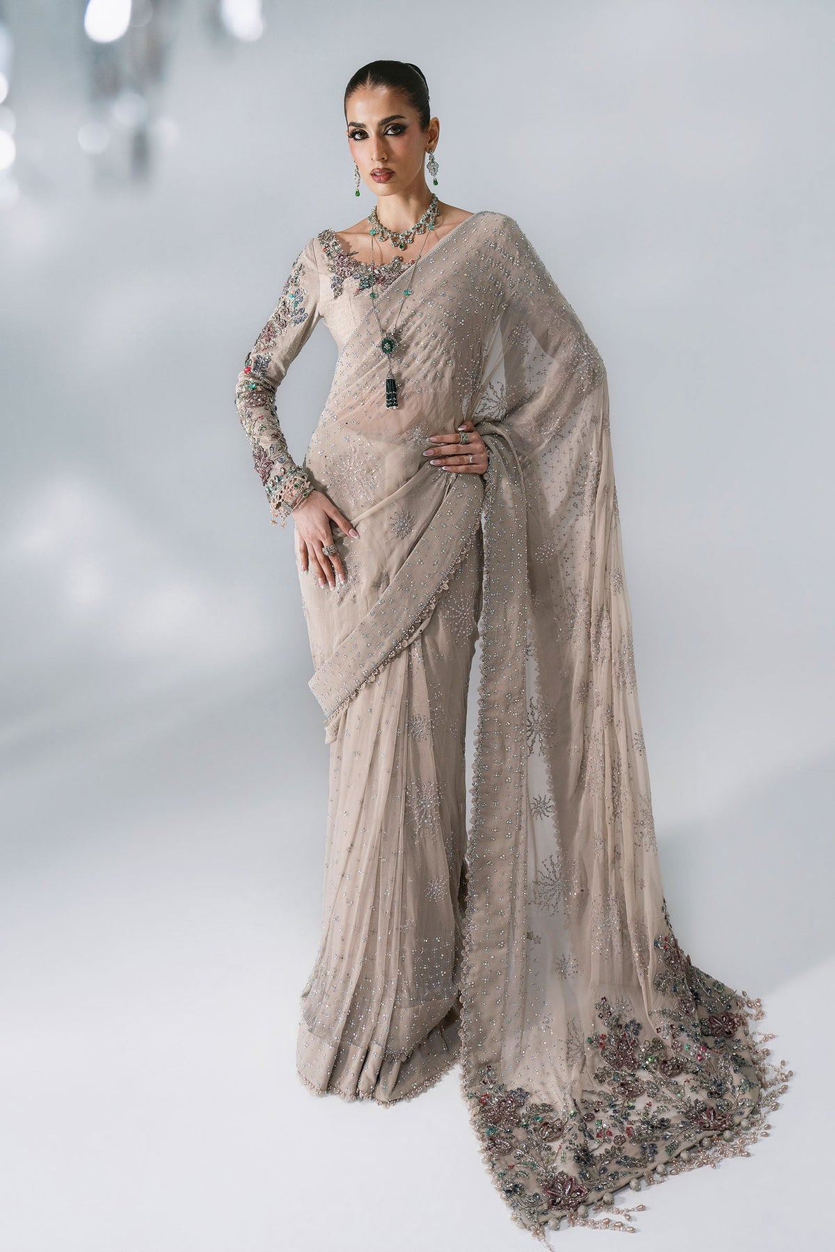 Maria B | Mbroidered Wedding Formals 26 | BD-3103-Moon Grey - Wedding Dress - available at Maria Faisal in UK and USA.