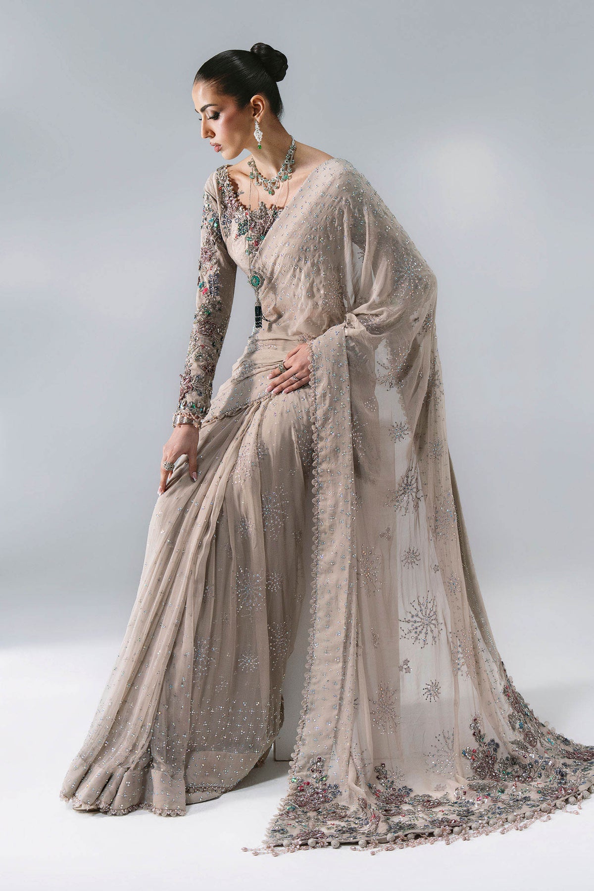 Maria B | Mbroidered Wedding Formals 26 | BD-3103-Moon Grey - Wedding Dress - available at Maria Faisal in UK and USA.