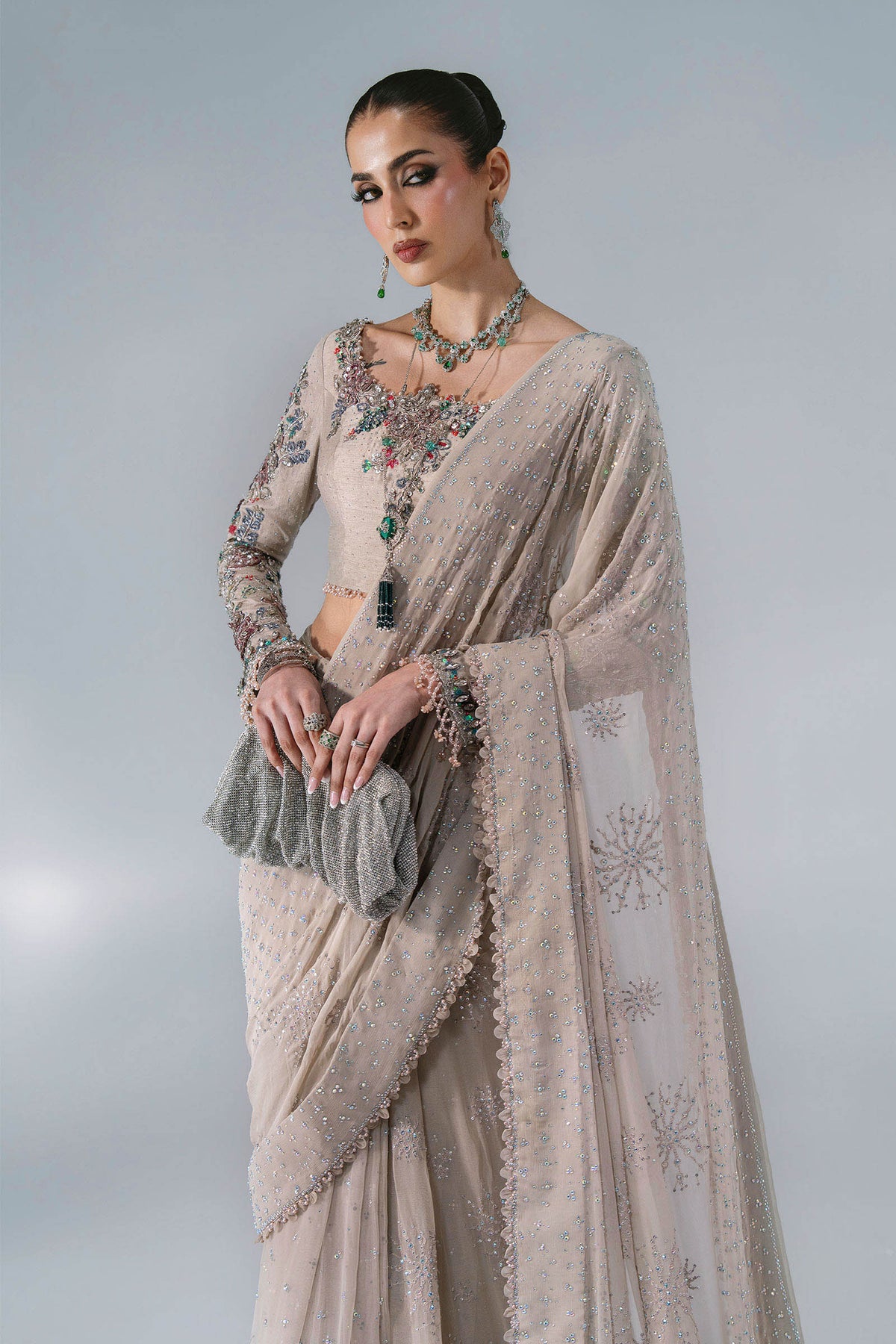 Maria B | Mbroidered Wedding Formals 26 | BD-3103-Moon Grey - Wedding Dress - available at Maria Faisal in UK and USA.
