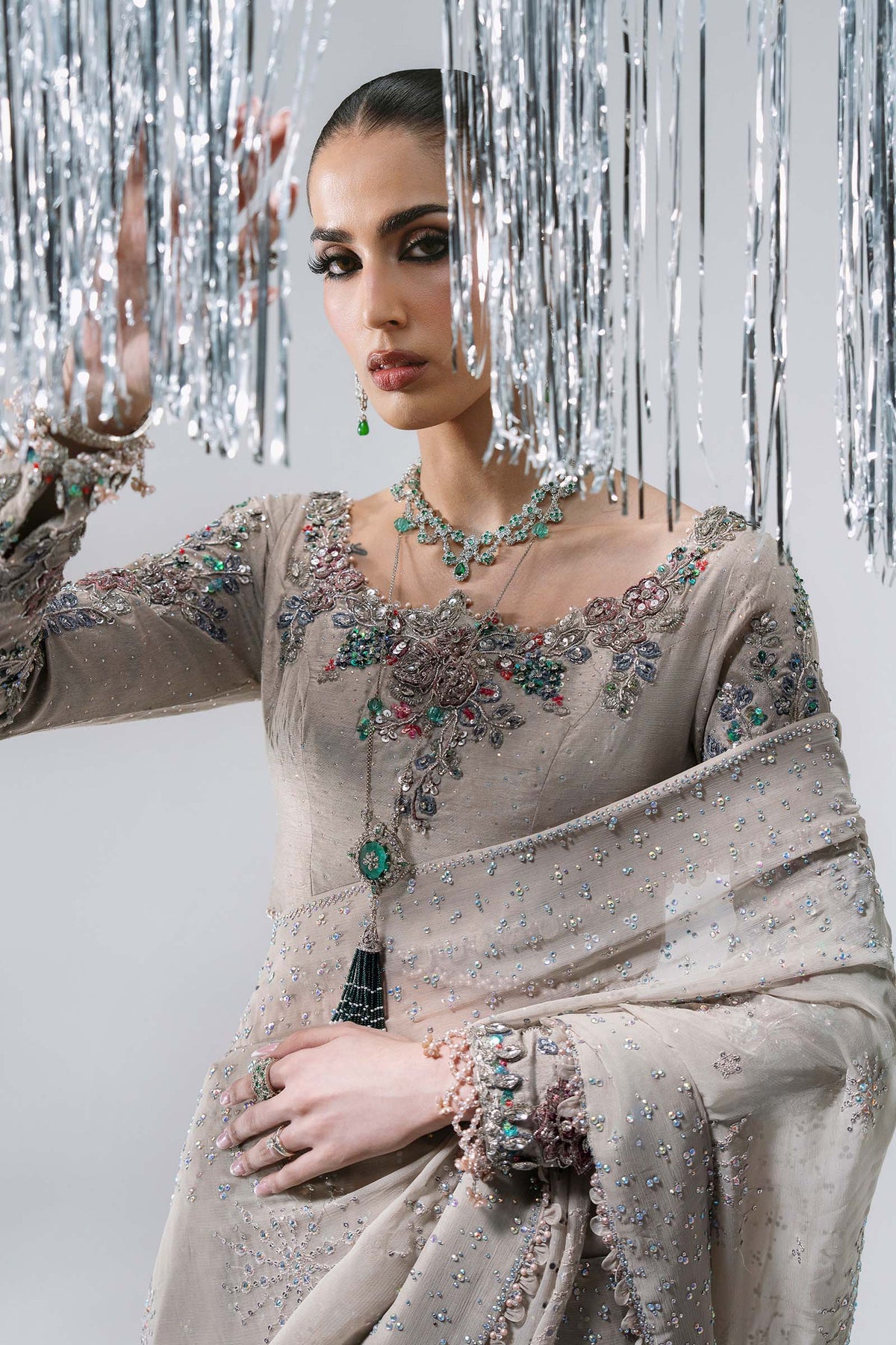 Maria B | Mbroidered Wedding Formals 26 | BD-3103-Moon Grey - Wedding Dress - available at Maria Faisal in UK and USA.