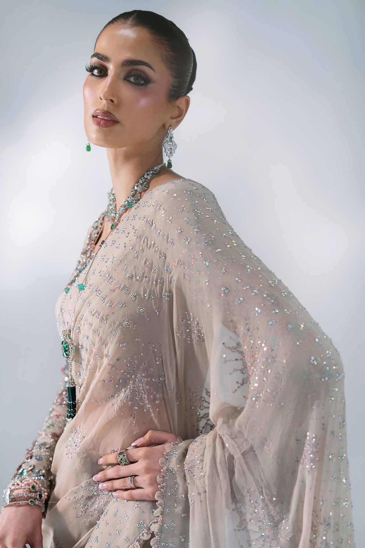 Maria B | Mbroidered Wedding Formals 26 | BD-3103-Moon Grey - Wedding Dress - available at Maria Faisal in UK and USA.