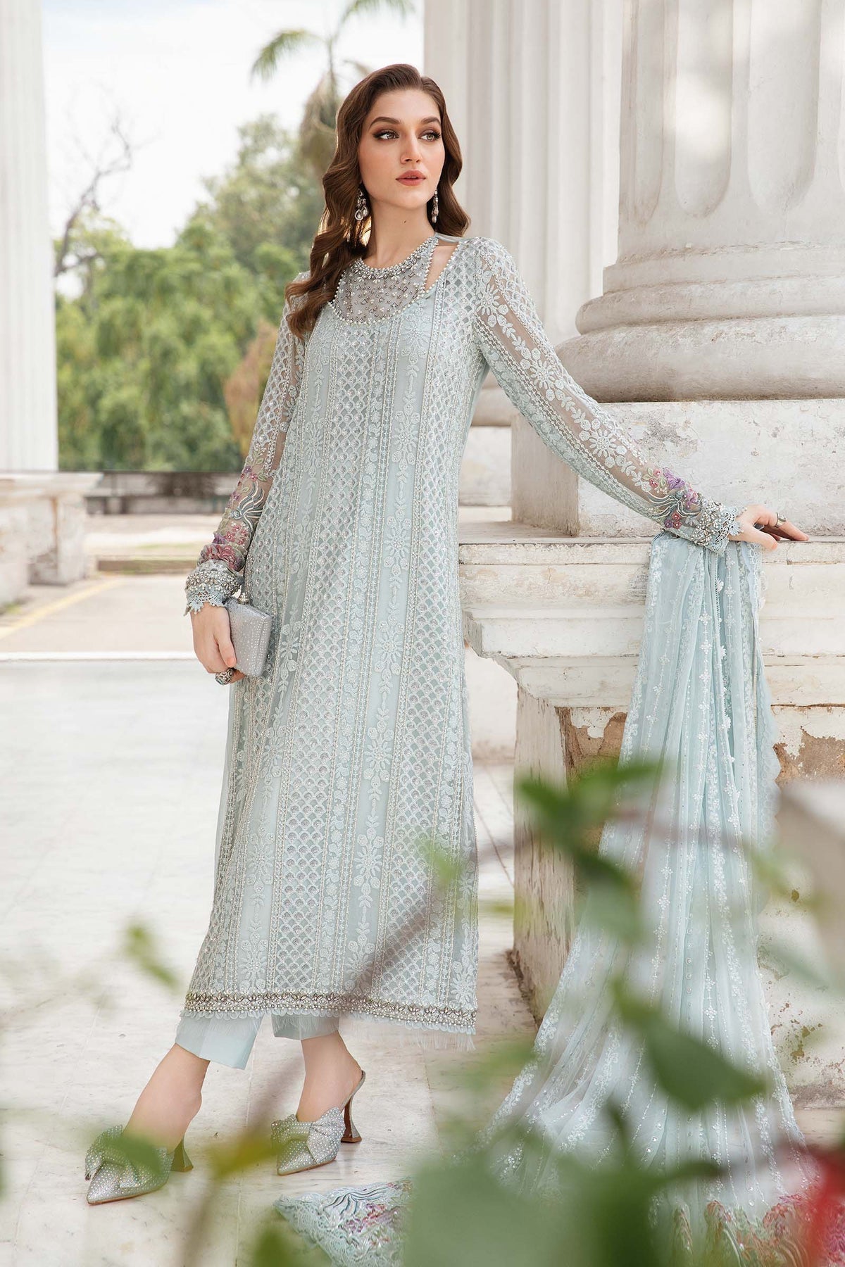 Maria B | Chiffon Formals 24 | Chiffon Suit | MPC-24-103 - Wedding Dress - Maria Faisal