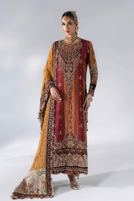 Maria B | Mbroidered Wedding Formals 26 | BD-3104-Maroon Crimson - Wedding Dress - available at Maria Faisal in UK and USA.