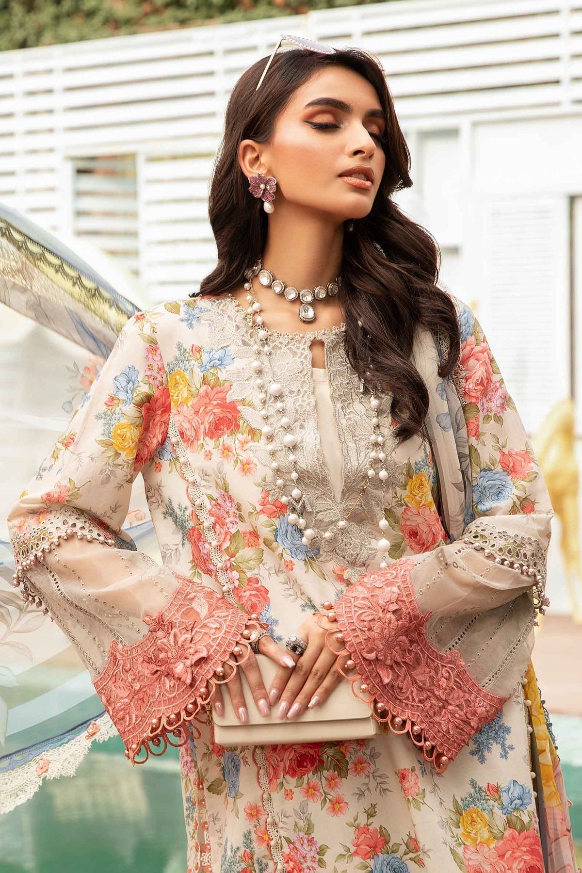 Maria.B | M Print Eid Edit | MPT-2204-A - Designer Dress with Intricate embroidery and embellishments. Shop elegent wedding dress at Maria Faisal.
