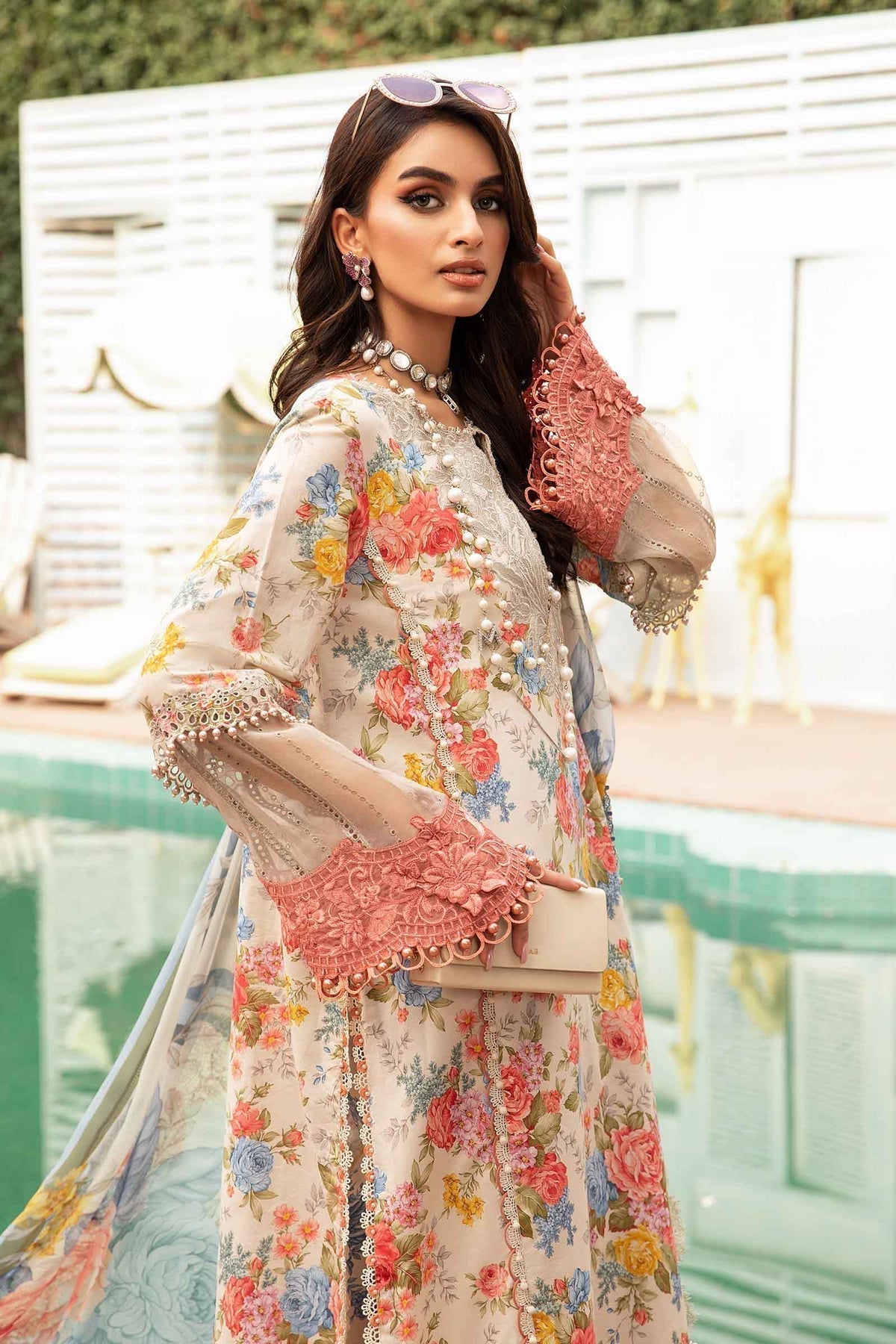 Maria.B | M Print Eid Edit | MPT-2204-A - Designer Dress with Intricate embroidery and embellishments. Shop elegent wedding dress at Maria Faisal.