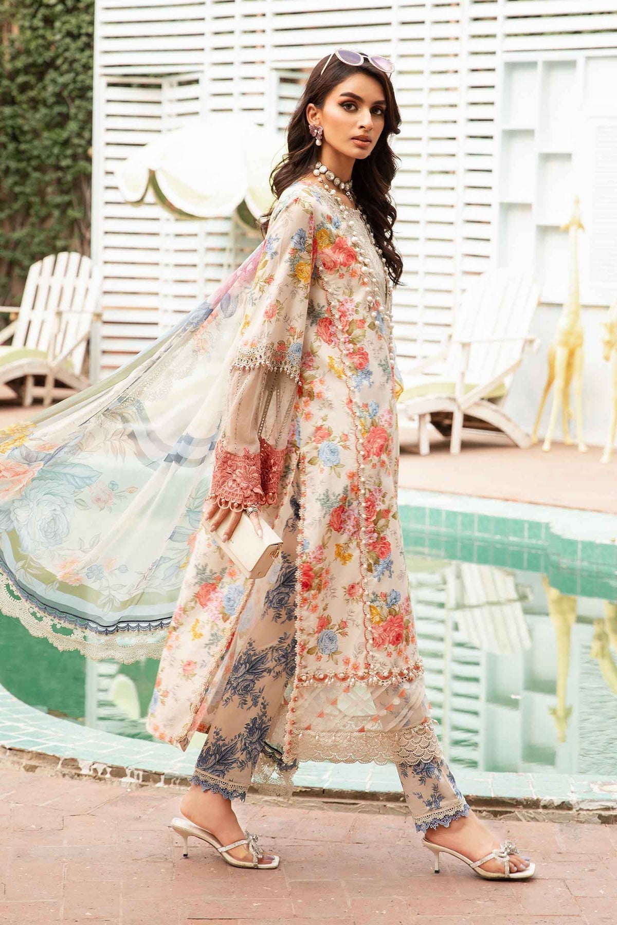 Maria.B | M Print Eid Edit | MPT-2204-A - Designer Dress with Intricate embroidery and embellishments. Shop elegent wedding dress at Maria Faisal.