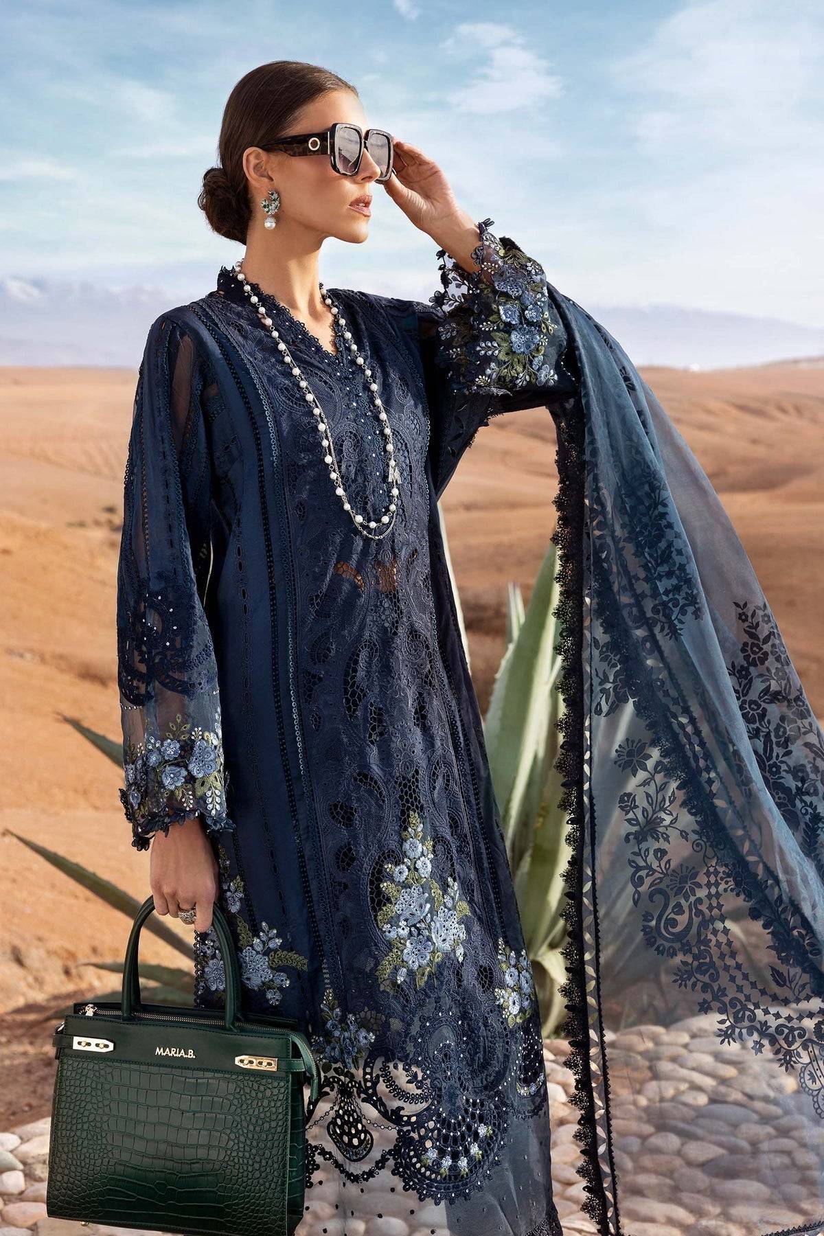Maria B | Luxury Lawn 25 | D-2504-B by Maria Faisal - Registered Vendor of : Maria B - type : Ladies Clothes - 100% original wedding dresses