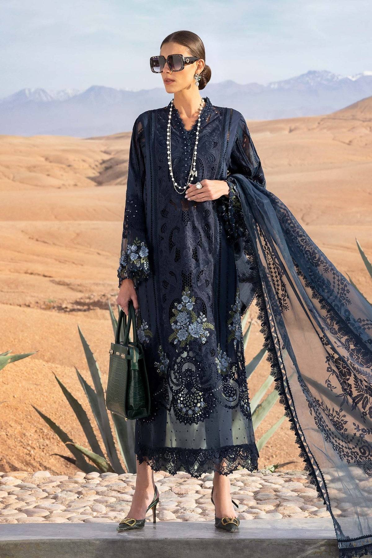 Maria B | Luxury Lawn 25 | D-2504-B by Maria Faisal - Registered Vendor of : Maria B - type : Ladies Clothes - 100% original wedding dresses