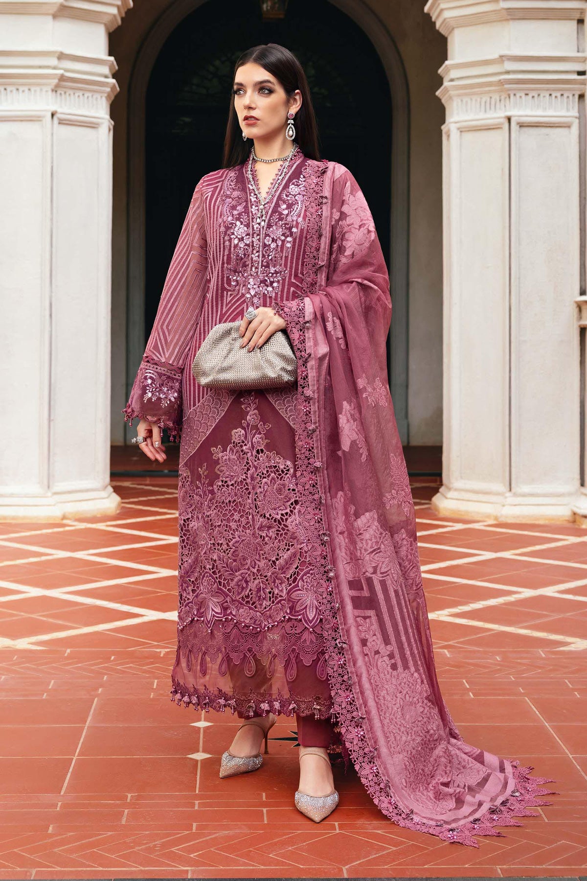 Maria B | Winter Luxe 25 | WL-1304 - Casual Dress - available at Maria Faisal in UK and USA.