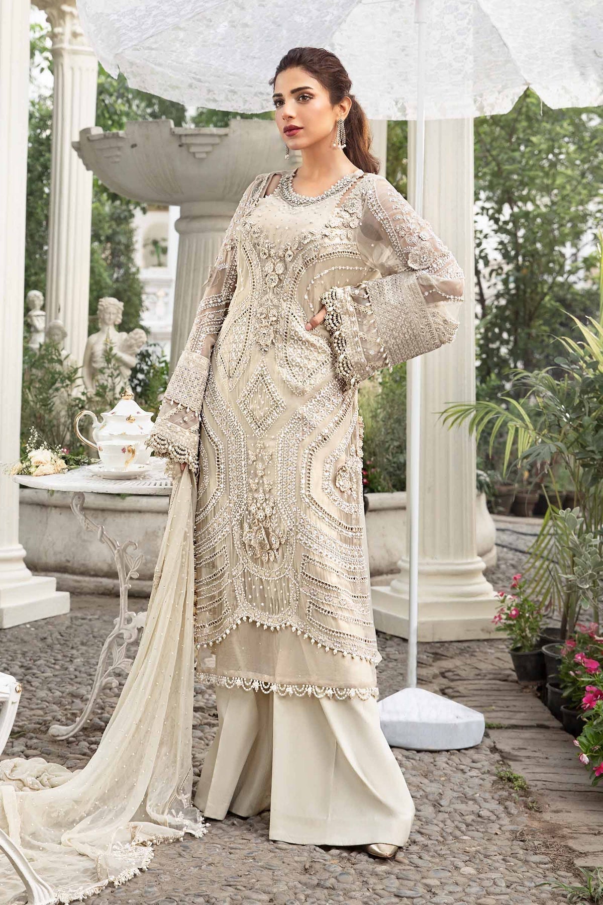 Maria B | Chiffon Formals 24 | Chiffon Suit | MPC-24-104 - Wedding Dress - Maria Faisal