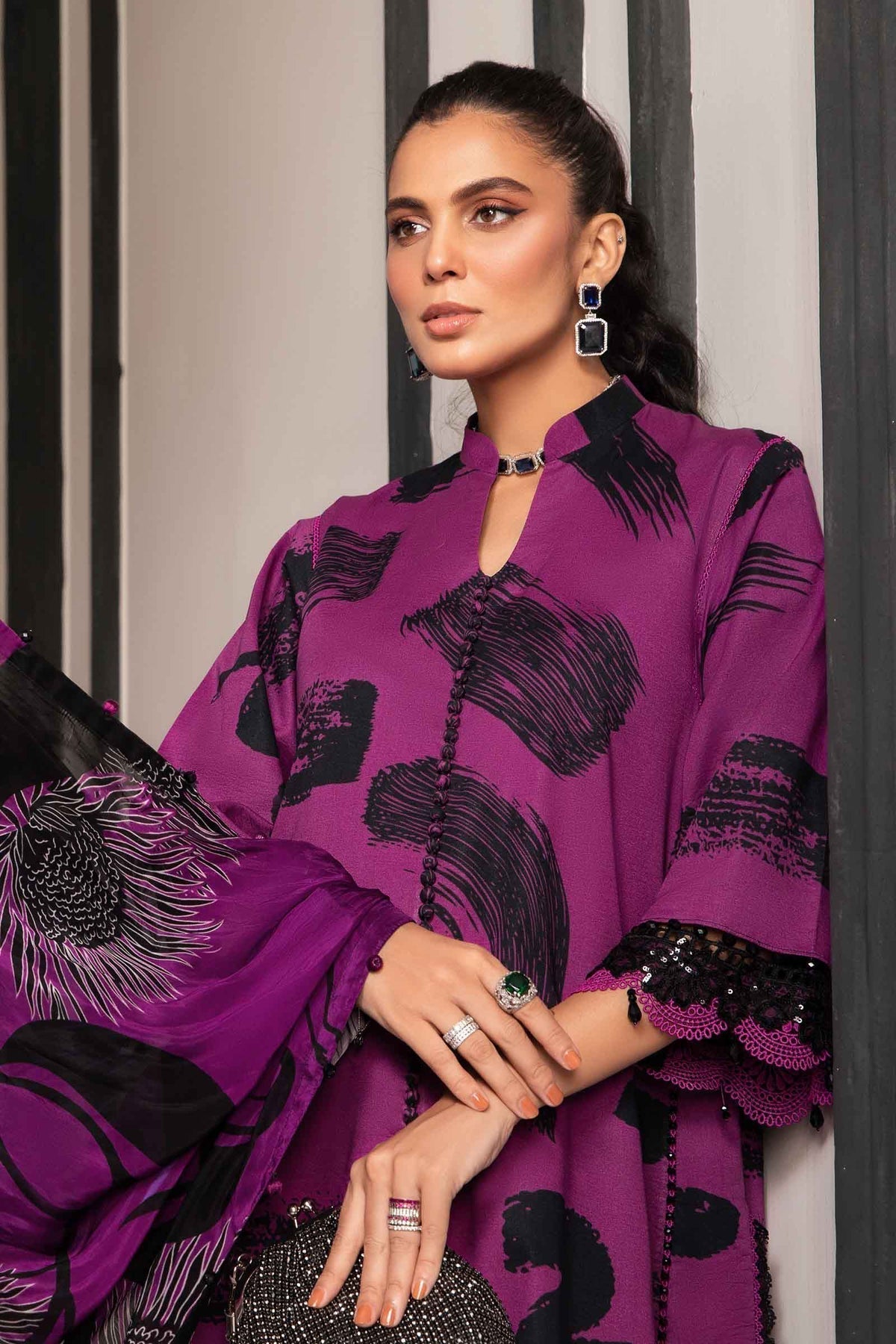 Maria.B | M Print Eid Edit | MPT-2205-B - Designer Dress with Intricate embroidery and embellishments. Shop elegent wedding dress at Maria Faisal.