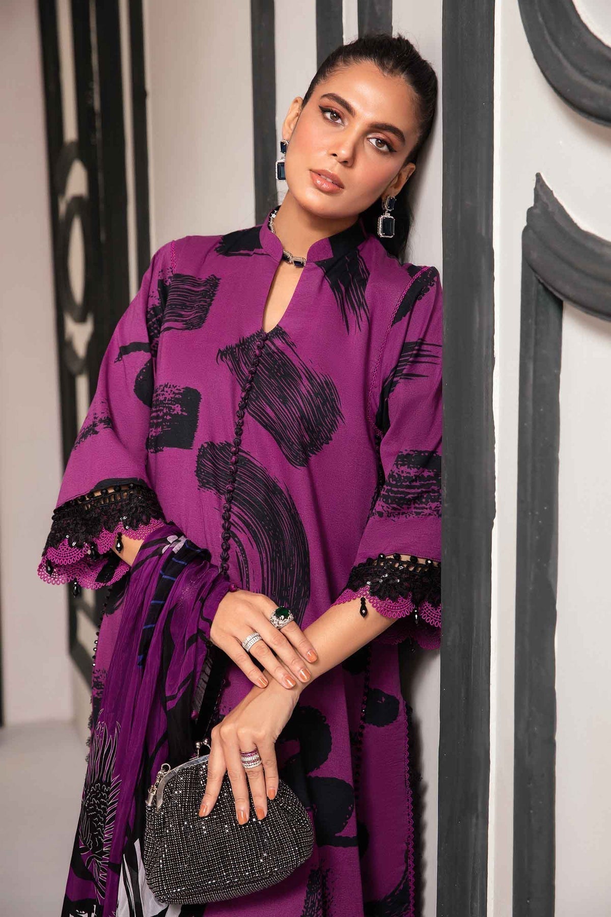 Maria.B | M Print Eid Edit | MPT-2205-B - Designer Dress with Intricate embroidery and embellishments. Shop elegent wedding dress at Maria Faisal.