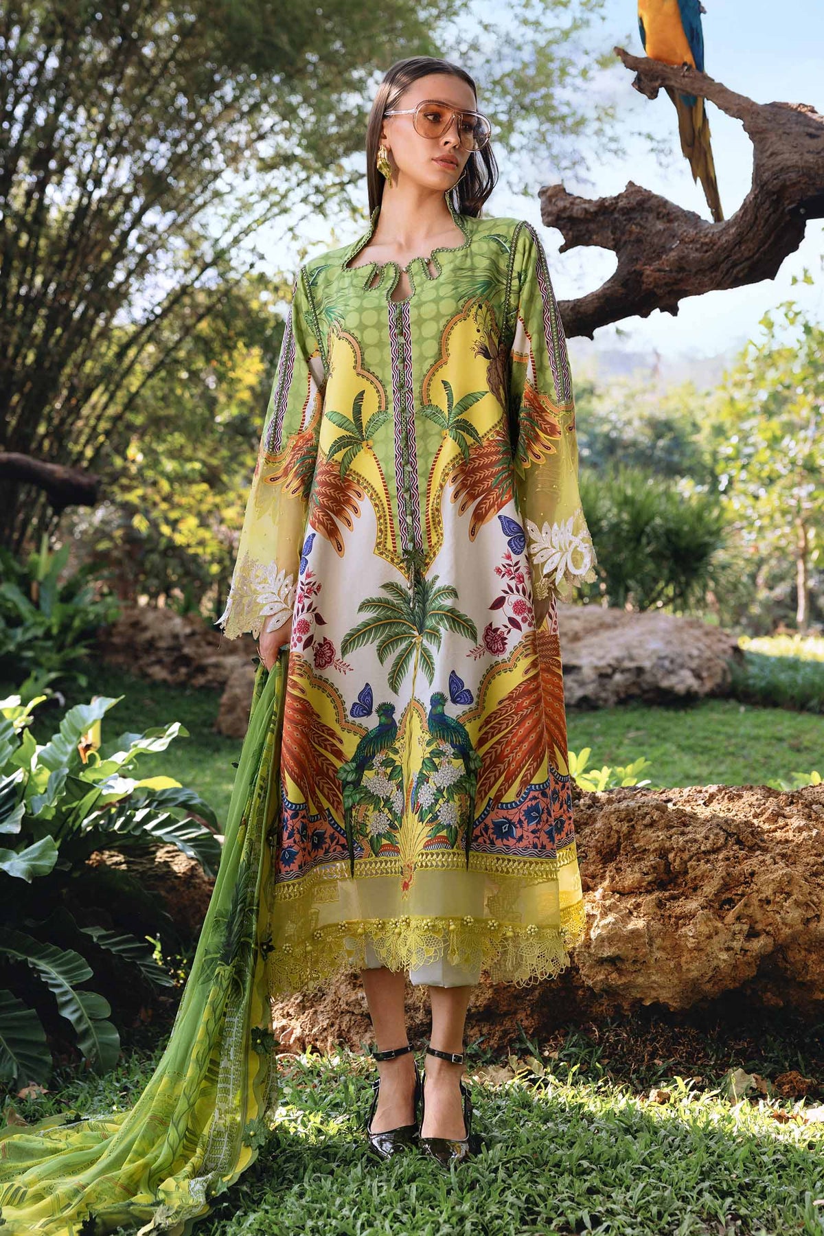 YellowLawn Long Shirt with Pants - Maria B | M Prints Eid'26 | MPT-2905-B - Ladies Clothes - Maria Faisal