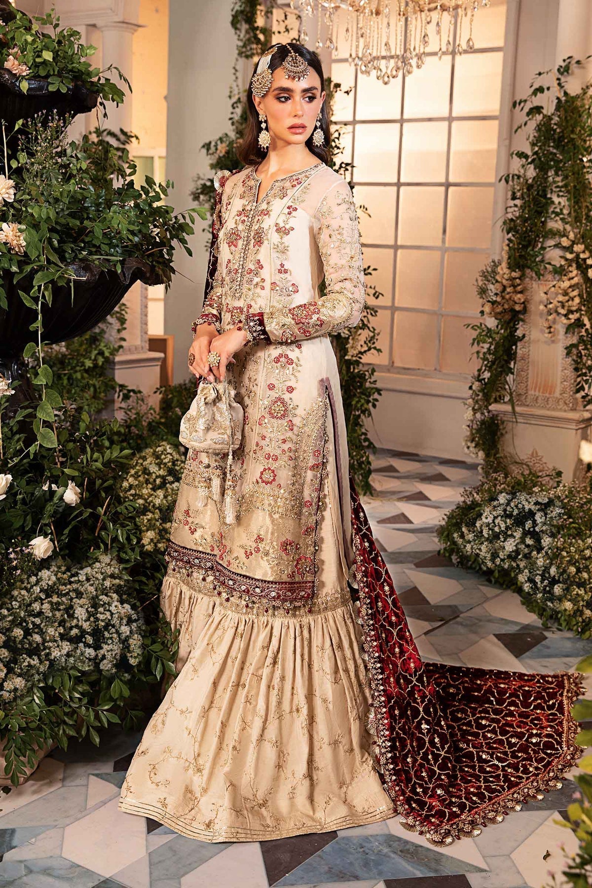 Maria B | Mbroidered Formals 24 | Velvet Suit | BD-2905 - Designer Dress with Intricate embroidery and embellishments. Shop elegent wedding dress at Maria Faisal.